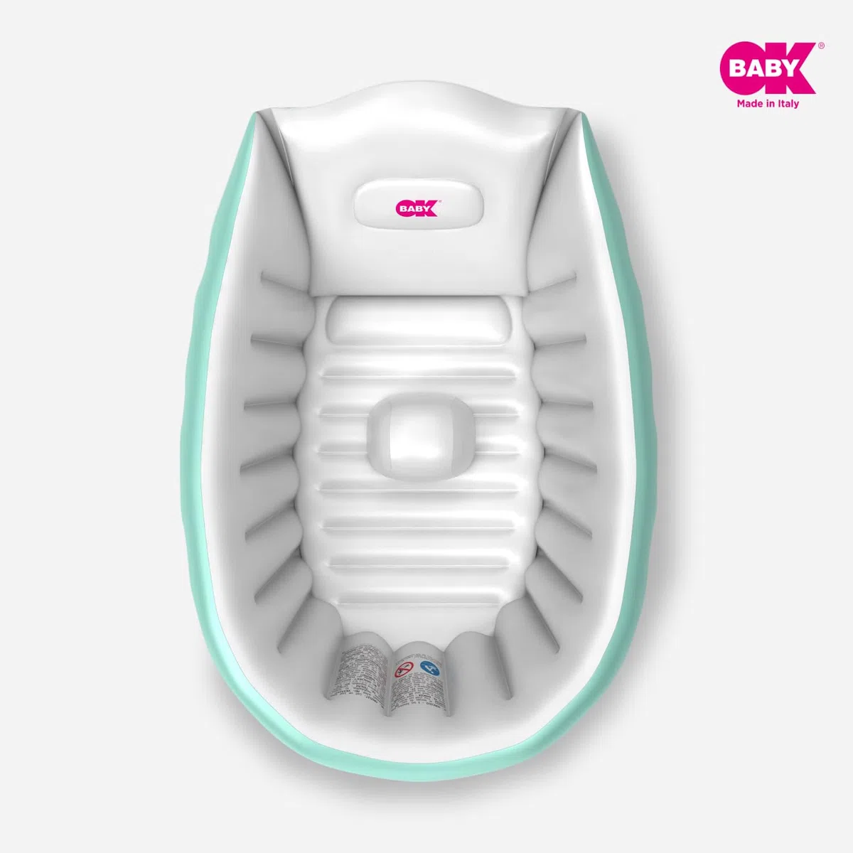 OKBABY Vaschetta Gonfiabile Onda Baby Soft per Bagnetto Neonato - da 0 a 12 Mesi - Azzurro