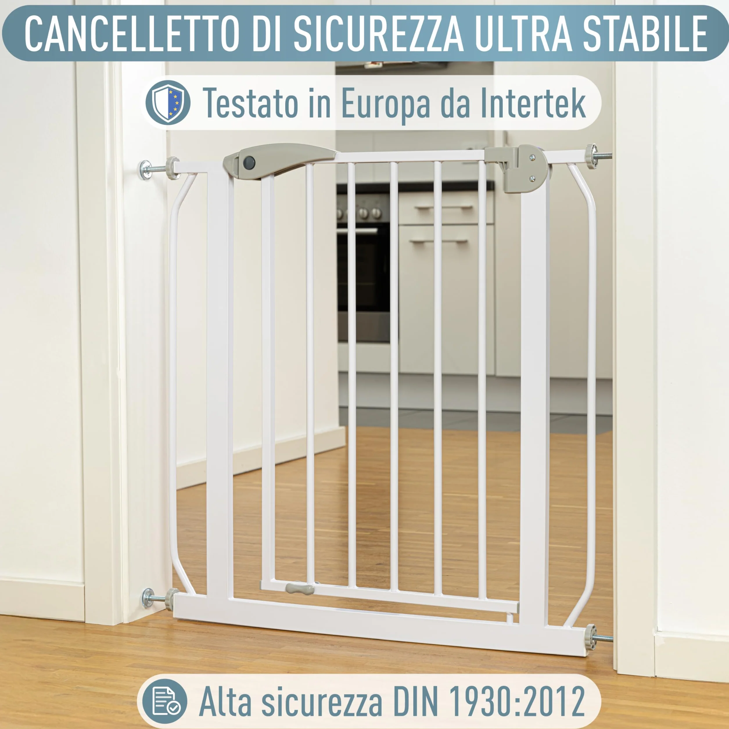 Berrin Cancelletto per Bambini di Sicurezza 120-130 cm Metallo Bianco 90° Stop