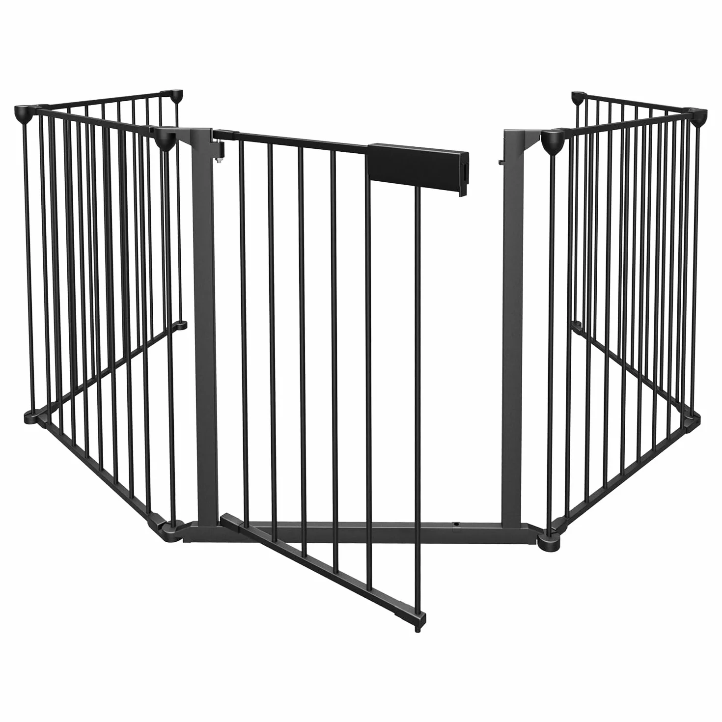 Sonnewelt Cancelletto per bambini 310 cm, Cancello per cani， griglia di protezione per porta, 5 pezzi, in metallo, per bambini e animali domestici, colore: nero
