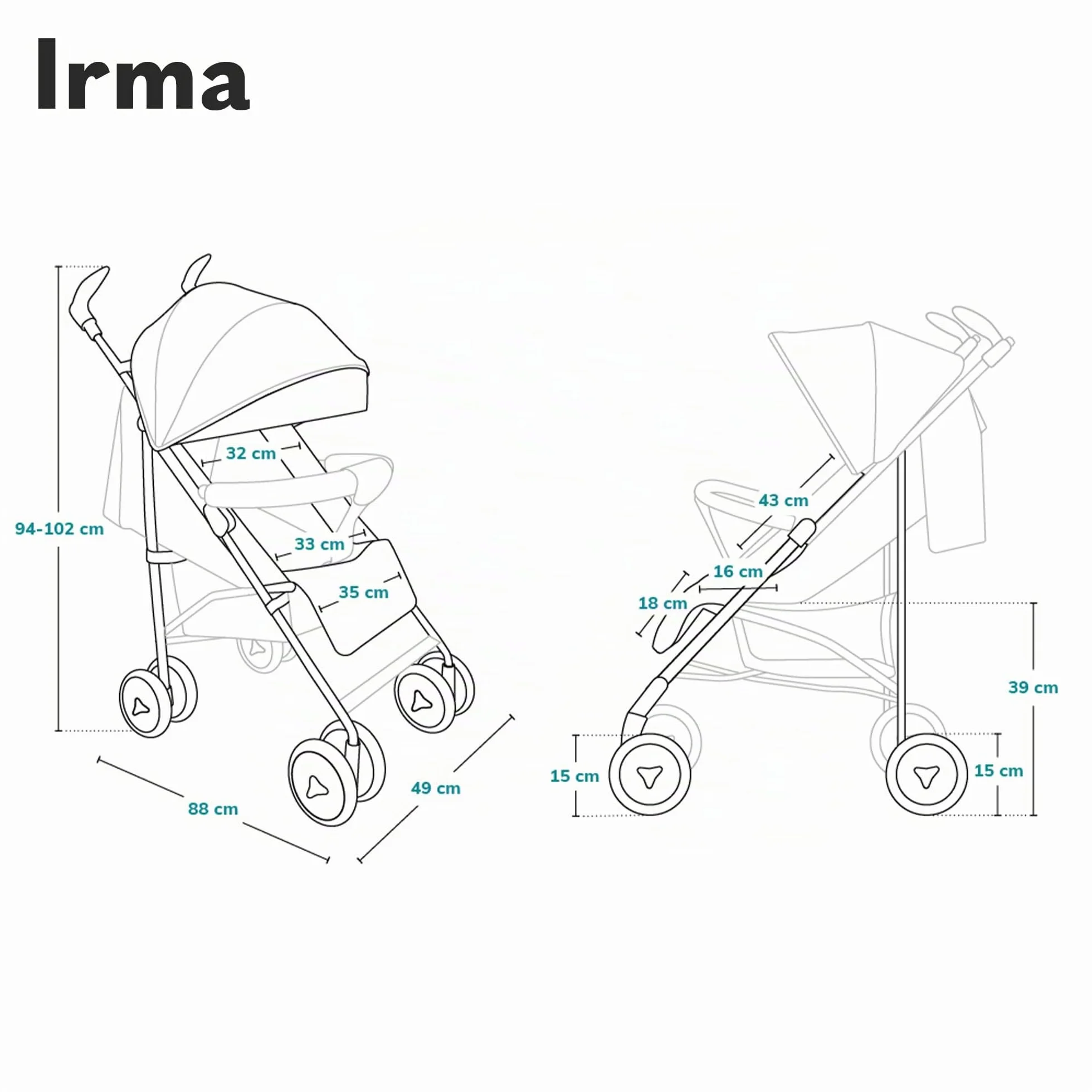 LIONELO Irma Passeggino Leggero Pieghevole Compatto per Bambini 6 Mesi 3 Anni