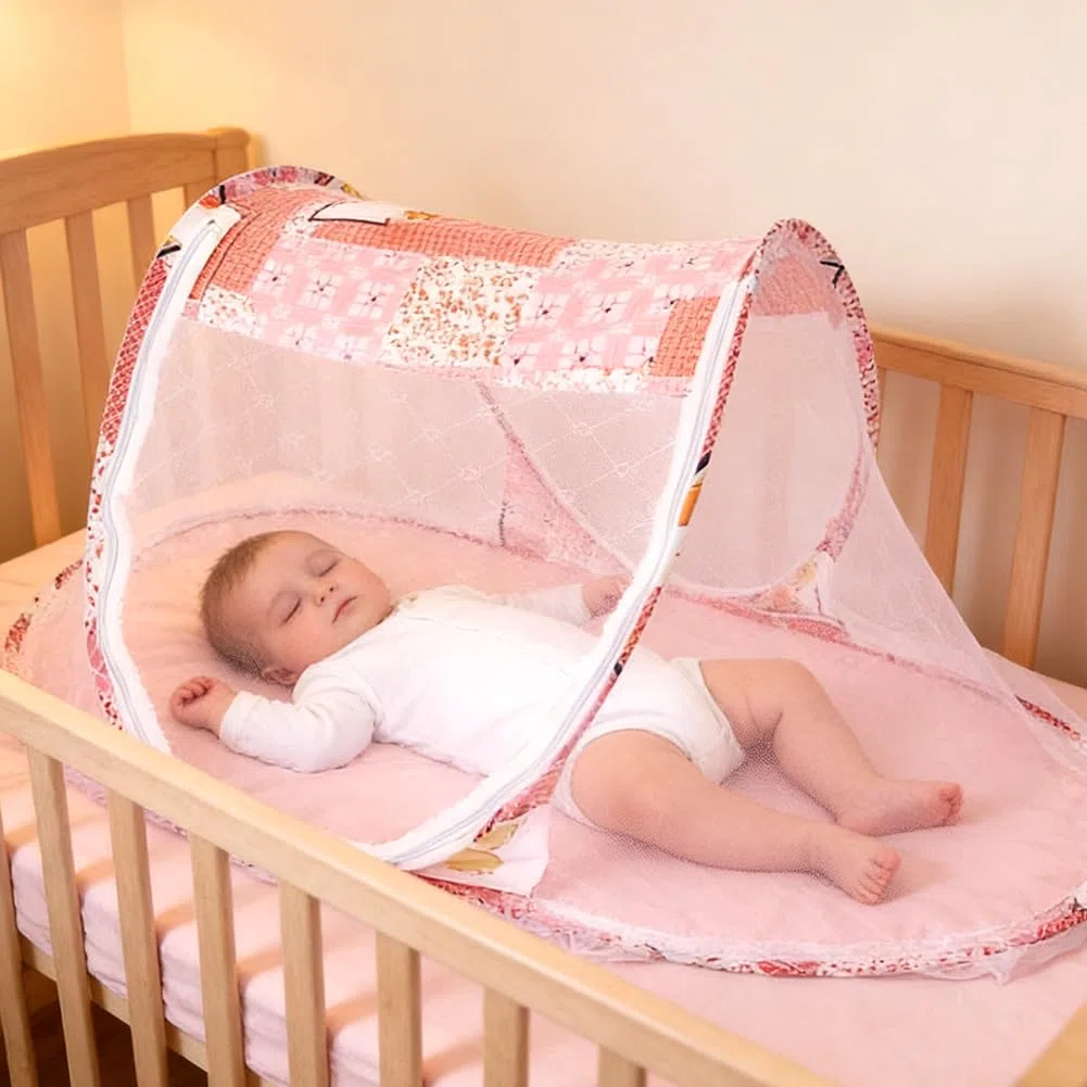 Zanzariere per Culla, Zanzariera Lettino Bebè Pieghevole Tenda Anti Zanzare per Culla da Viaggio Portatile Zanzariera Pieghevole Tenda da Viaggio per Famiglia Viaggi All'Aperto( 108 x 60 x 38cm)(Rosa)