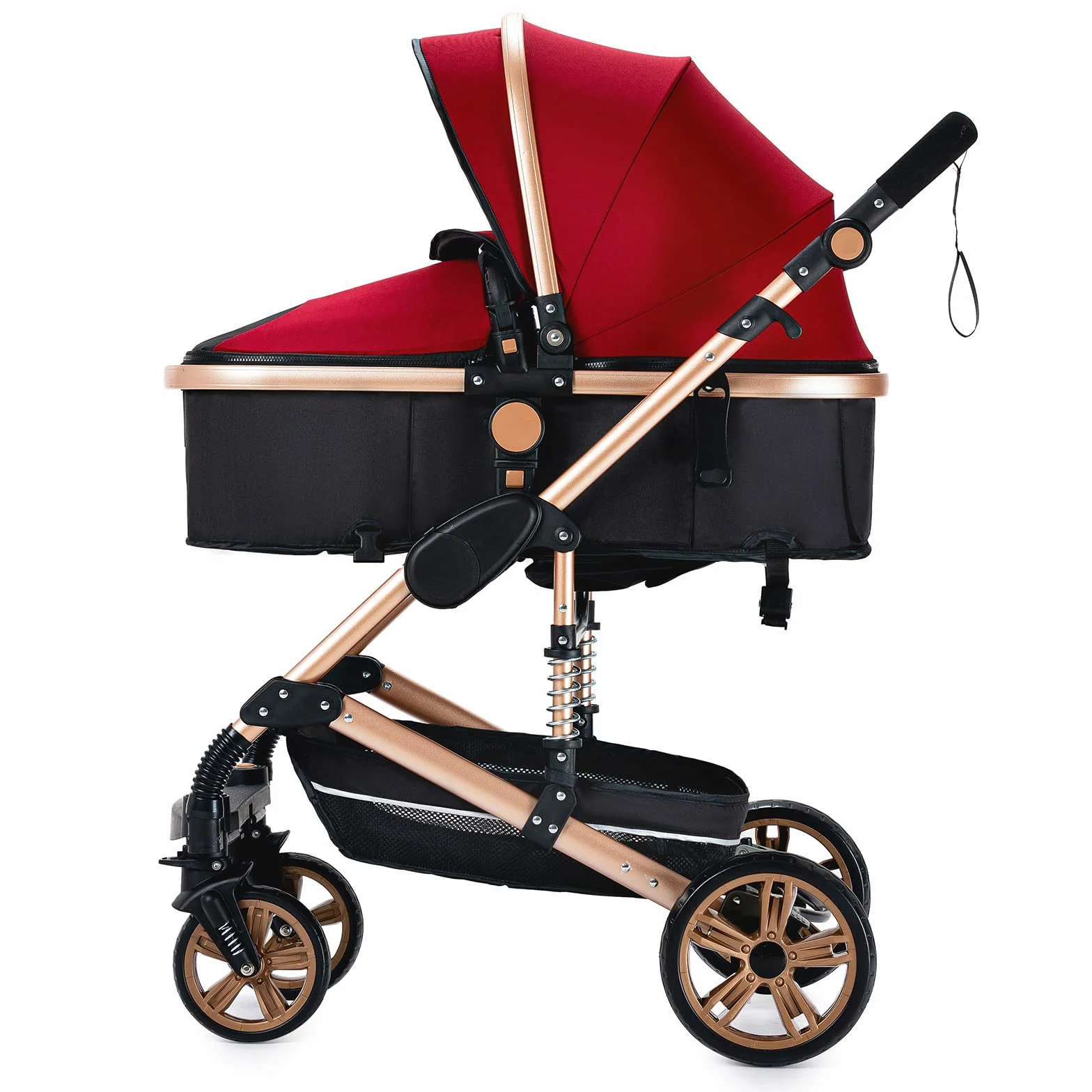 Magic ZC Passeggino Trio 3 in 1, Carrozzina Neonati Pieghevole Portatile, Spinta Reversibile a Due Vie (rosso 739)