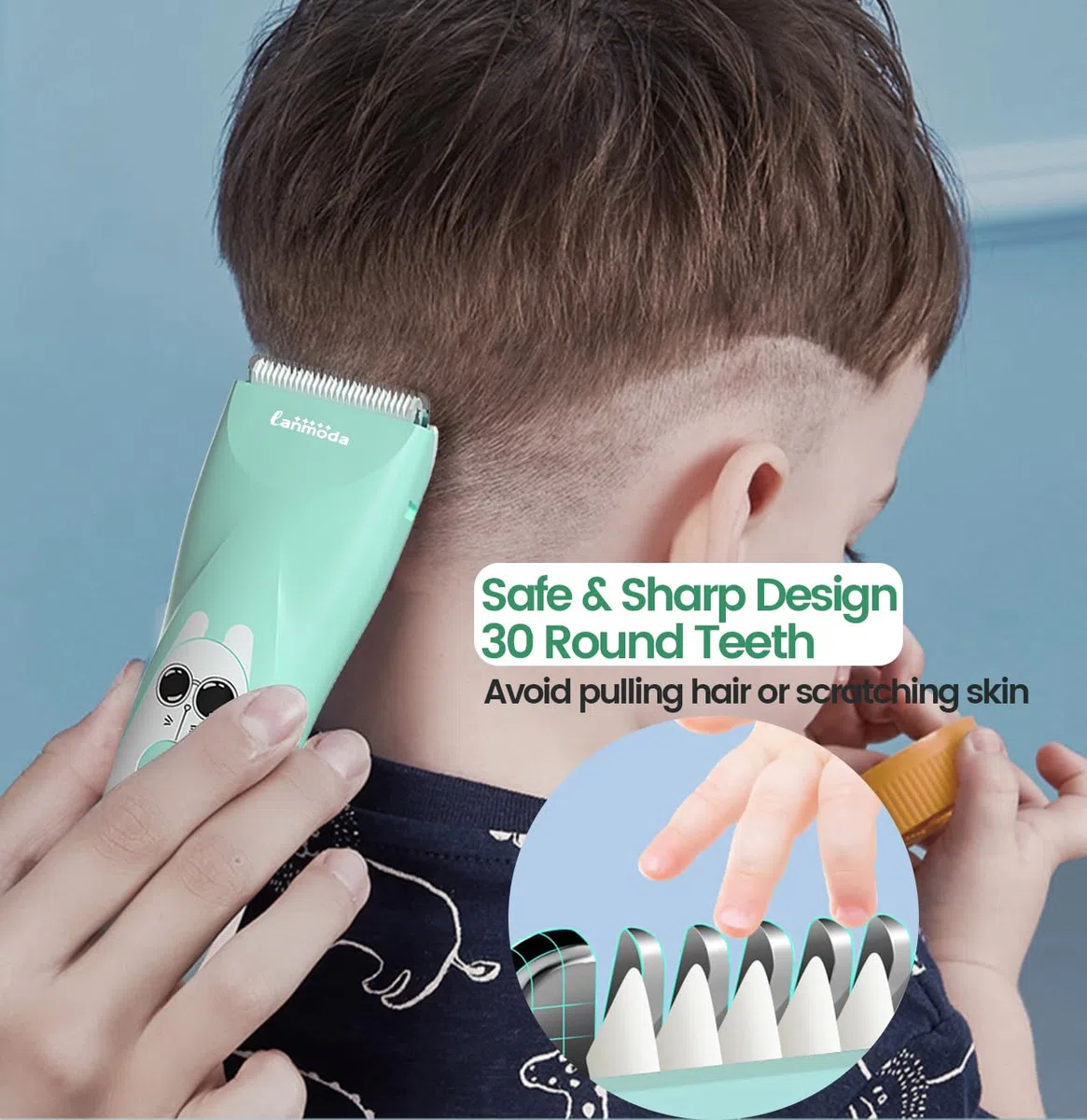 Tagliacapelli per bambini, tagliacapelli ultra silenzioso per bambini, bambini con autismo, lama in ceramica senza fili impermeabile, kit per taglio di capelli ricaricabile per bambini e donne