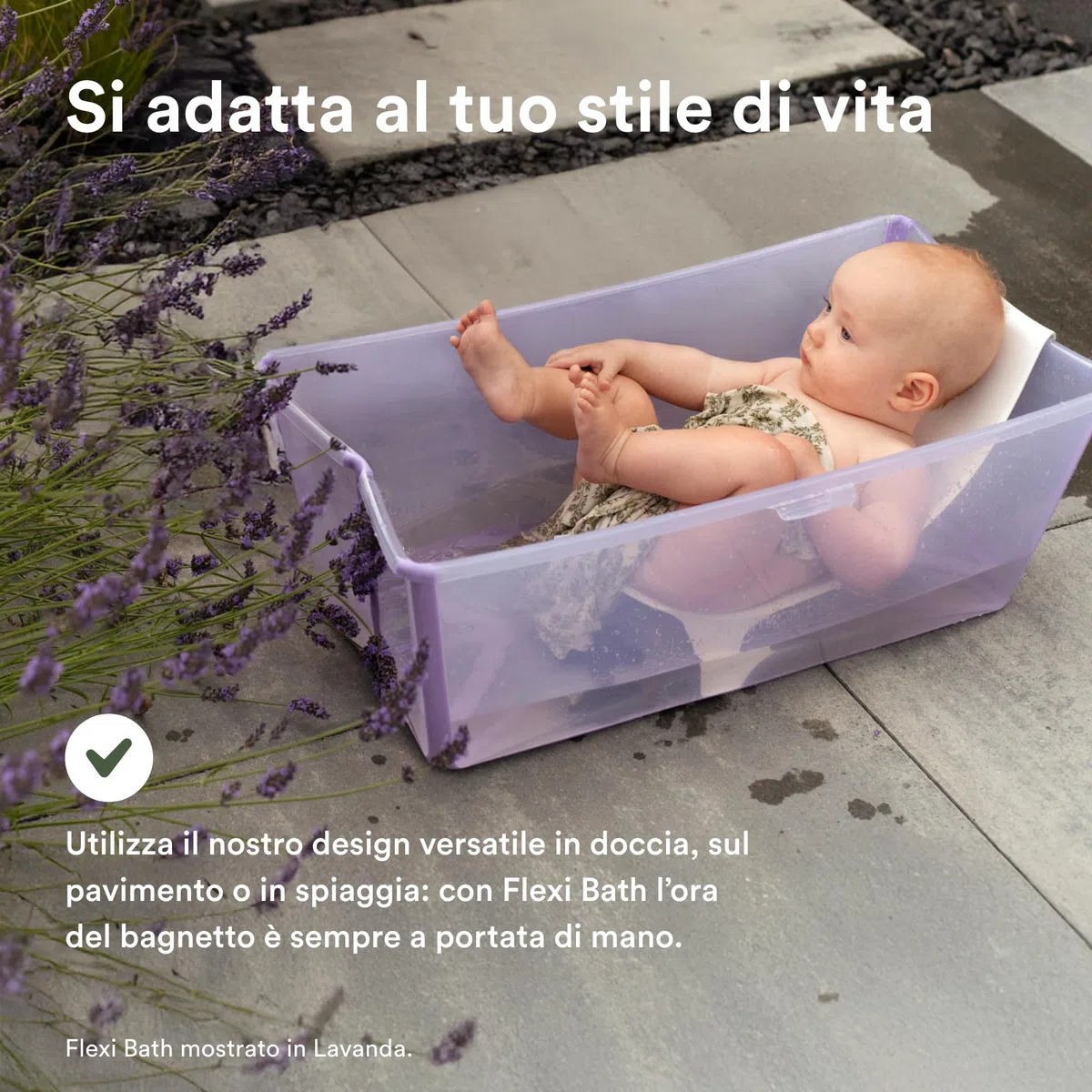 Stokke Flexi Bath (Verde trasparente) con Supporto per neonati - Durevole e Facile da conservare - Comodo da usare a casa o in viaggio - Ideale per neonati fino ai 48 mesi