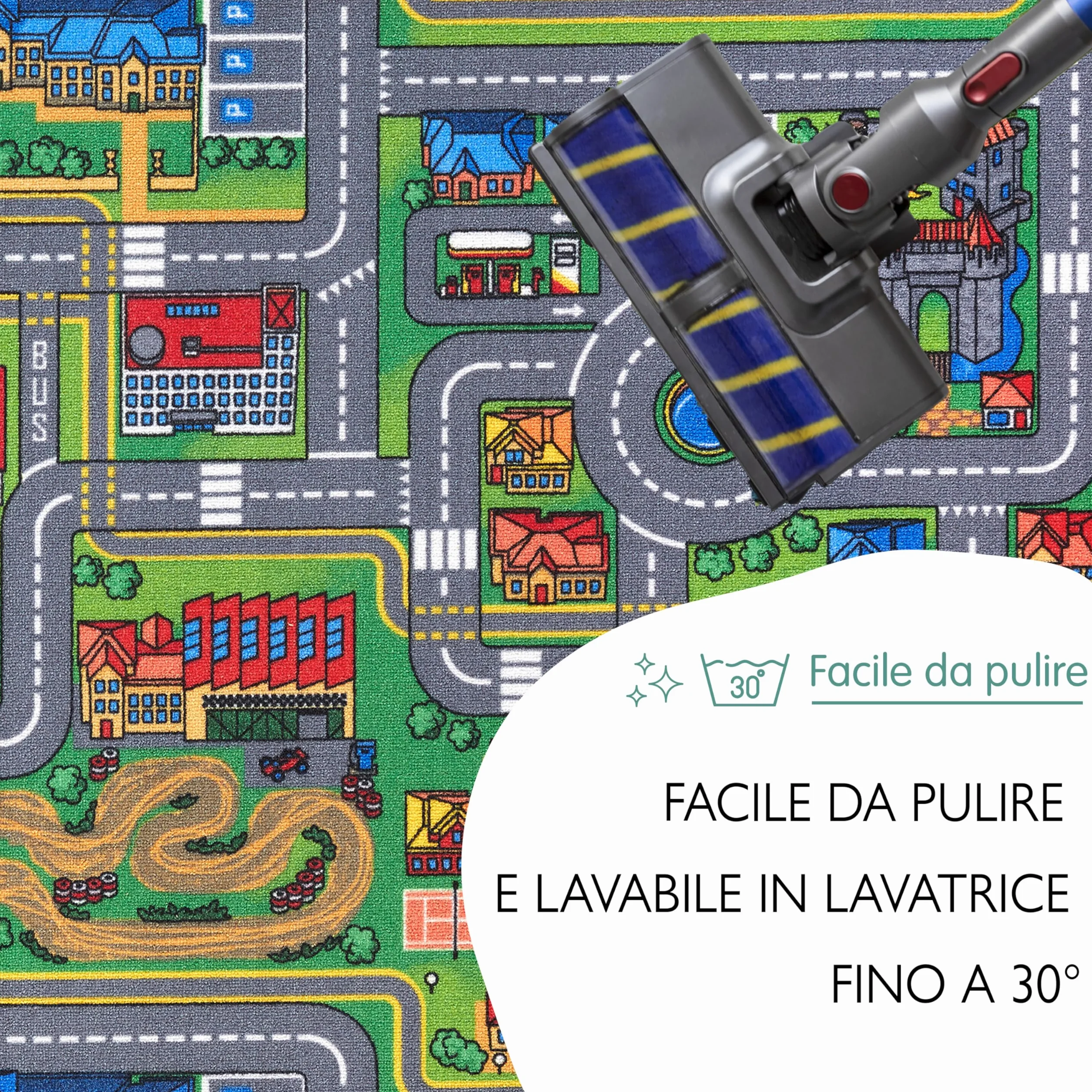 Carpet Studio Tappeto Bambini 140x200cm, Tappeto Gioco per Cameretta, Lavabile in Lavatrice, Facile da Pulire, Antiscivolo - Playcity