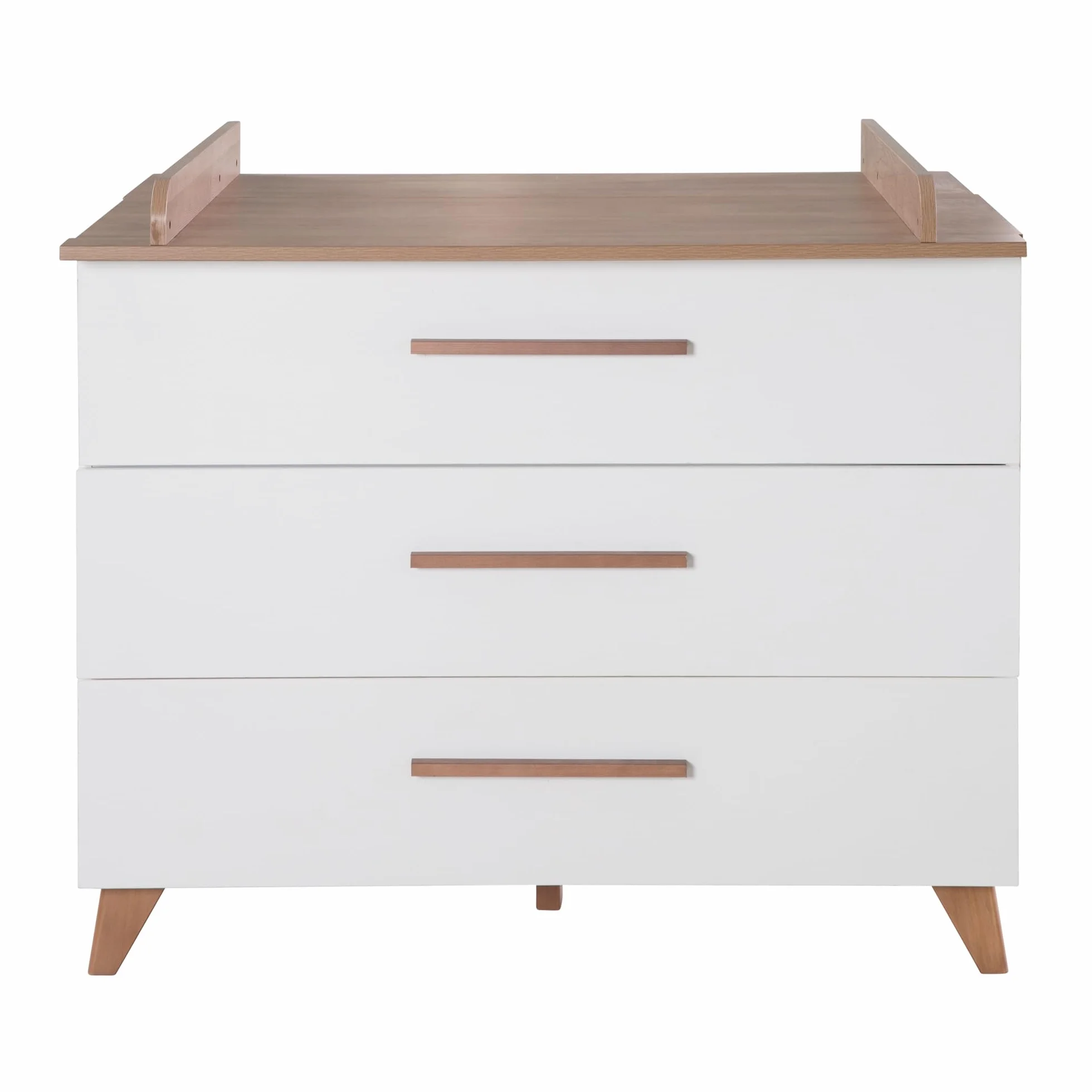 roba Set per cameretta bambini 3 pezzi Lettino 70x140 cm convertibile fasciatoio 3 cassetti armadio bambini Maniglie piedi legno massello Bianco rovere scuro
