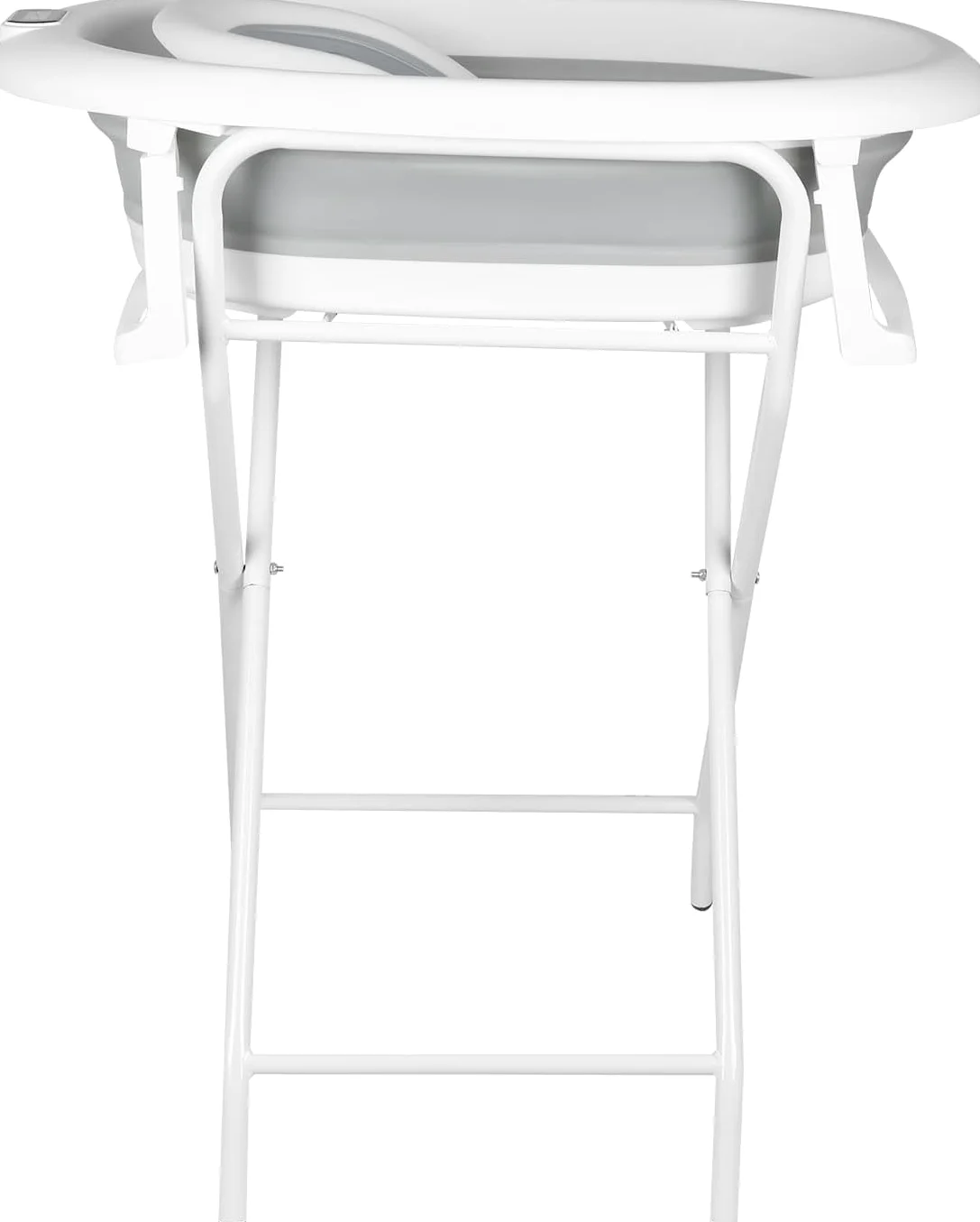 Vasca da bagno pieghevole con supporto in acciaio per neonati con termometro e tubo di scarico–Cuscino ergonomico neonato– guadagno di spazio piccolo bagno– 0-3 anni ((Style 1) 85 * 47 * 85cm-grey)