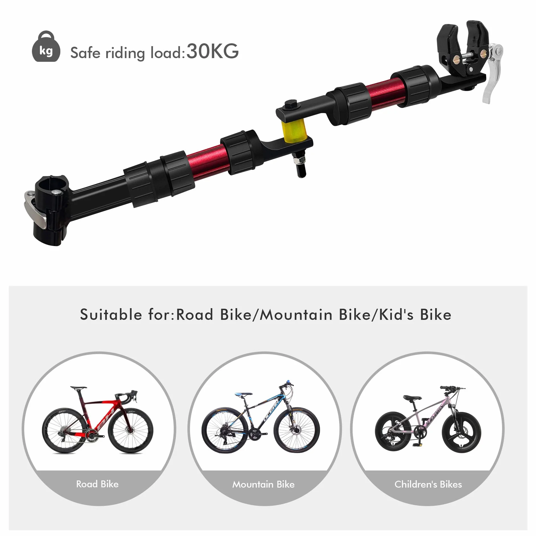 Mimoke Adattatore per Rimorchio per Bicicletta Nylon 27-32 mm Modulare con Smorzamento Sterzo