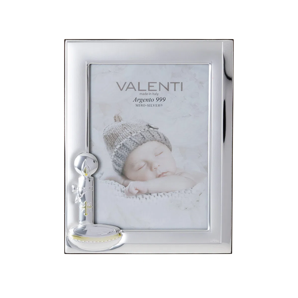 Valenti&Co - Cornice Portafoto in Argento cm 13x18. Perfetta Come Idea Regalo per ricorrenza Come Battesimo di Un Bambino