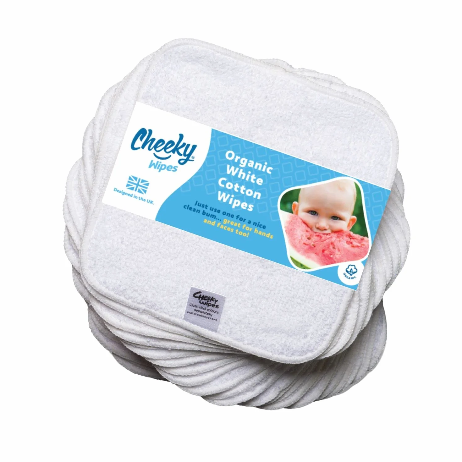 Salviette Cheeky – Salviette Biologiche di alta qualità, in cotone pesante, confezione da 25 salviette riutilizzabili da 15 x 15 cm