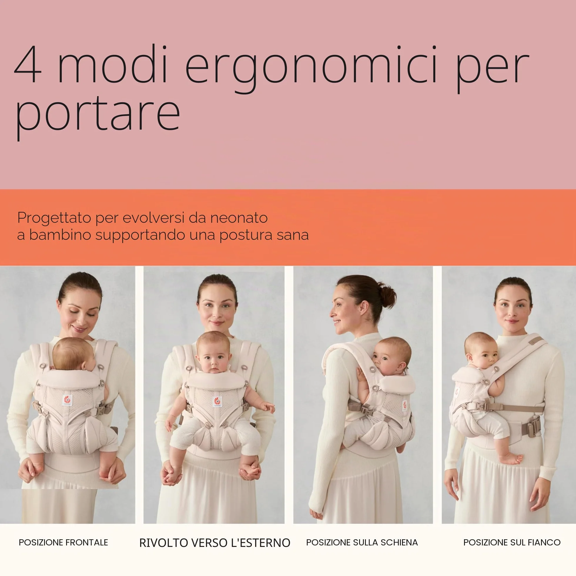 Ergobaby Omni 360 Cool Air Mesh Marsupio Neonati Ergonomico 0 36 Mesi, 4-in-1 Zaino Porta Bebe Traspirante, Onyx Black