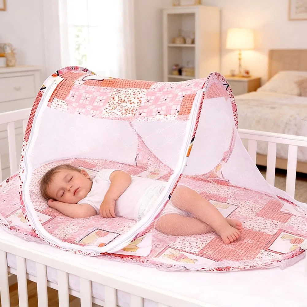 Zanzariere per Culla, Zanzariera Lettino Bebè Pieghevole Tenda Anti Zanzare per Culla da Viaggio Portatile Zanzariera Pieghevole Tenda da Viaggio per Famiglia Viaggi All'Aperto( 108 x 60 x 38cm)(Rosa)
