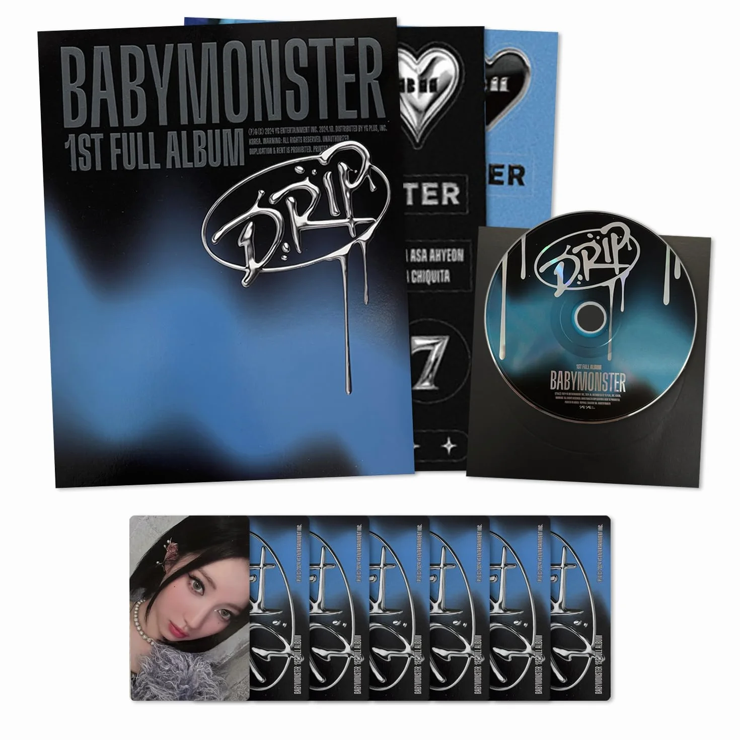 BABYMONSTER - 1st Full Album [DRIP] (BINDER Ver.) Photobook + CD + Stickers + Selfie Photocards + 4 Extra Photocards