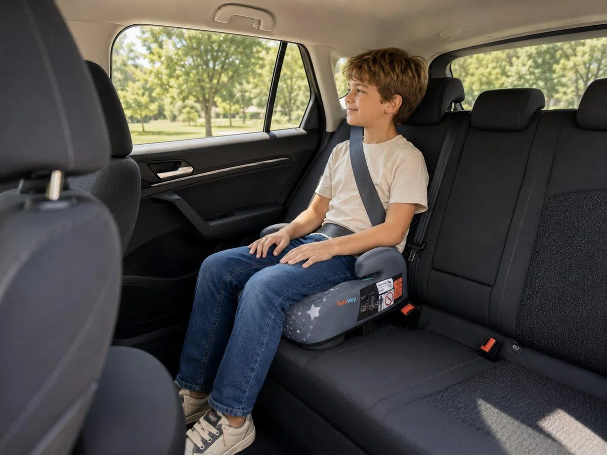 Seggiolino Alzatina Auto Bimbi Nero I-Size ECE R129, Rialzo Bimbi 125-150 Cm, 22-36 Kg, 6-12 Anni, Gruppo 3, Facile Da Trasportare - Sfoderabile E Lavabile