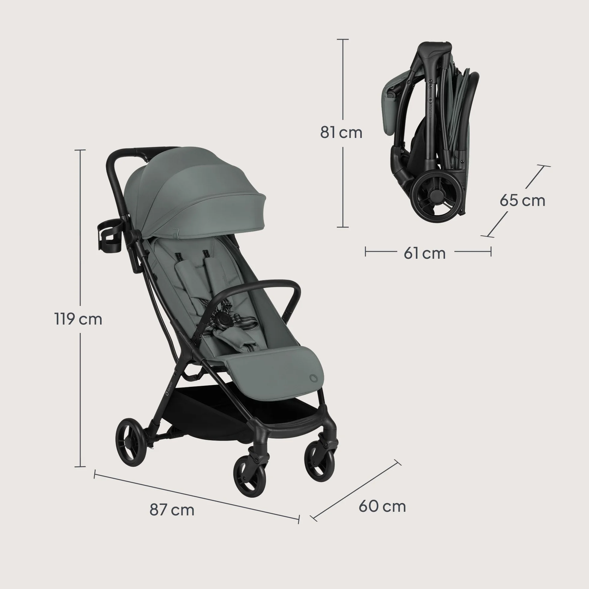 Lionelo AGIA Passeggino Compatto Leggero 22 kg 4 anni Pieghevole