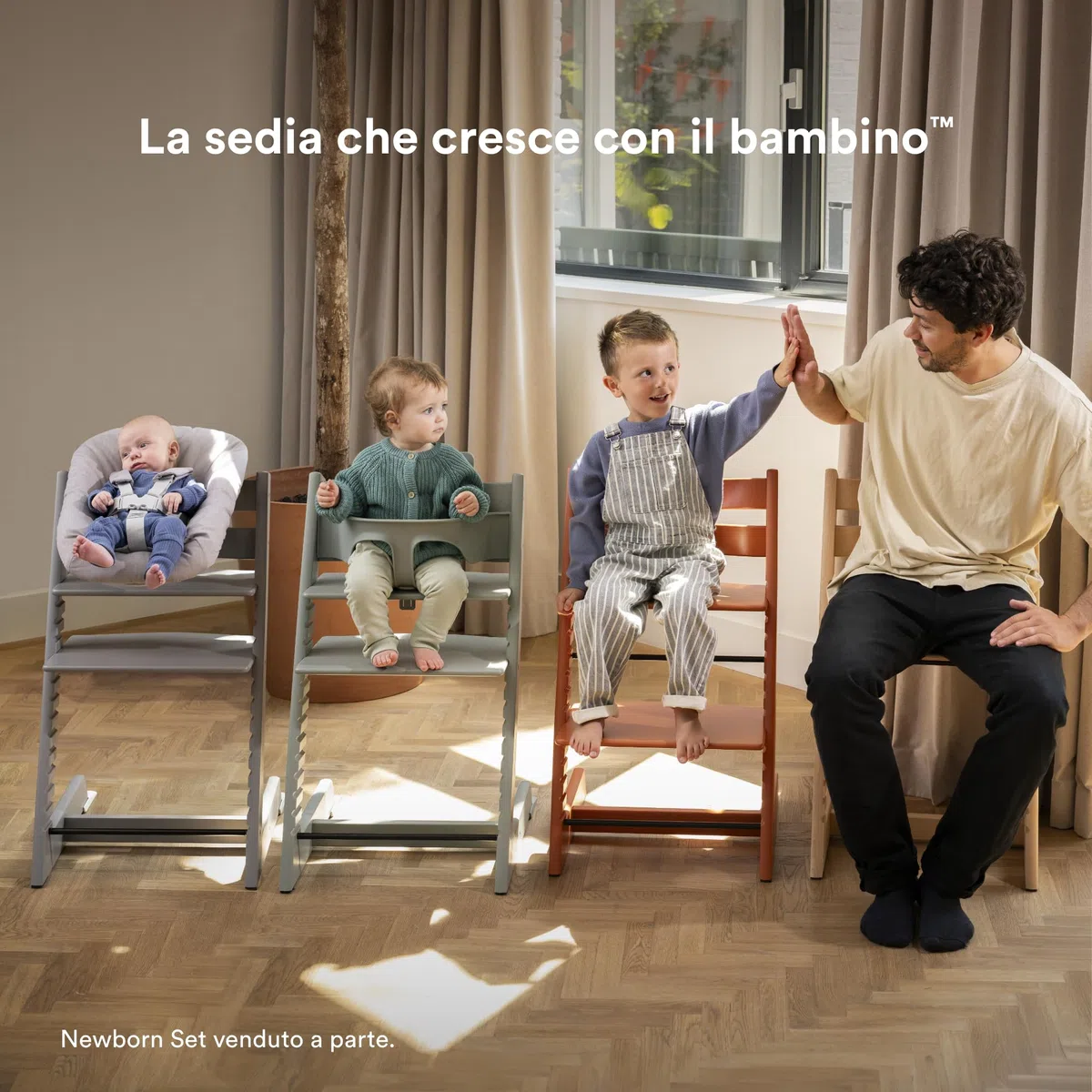 Seggiolone Tripp Trapp di Stokke con Baby Set, Glacier Green - Sedia regolabile ed evolutiva per bambini e adulti - Design ergonomico e classico