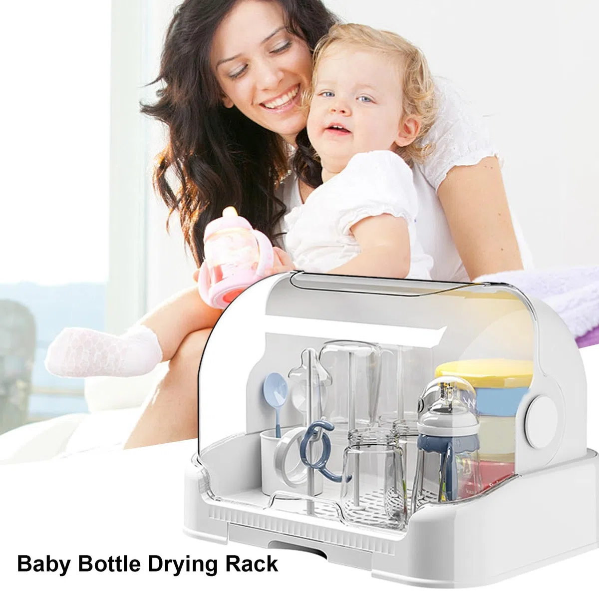 Contenitore per biberon per bambini, con scolapiatti, con coperchi