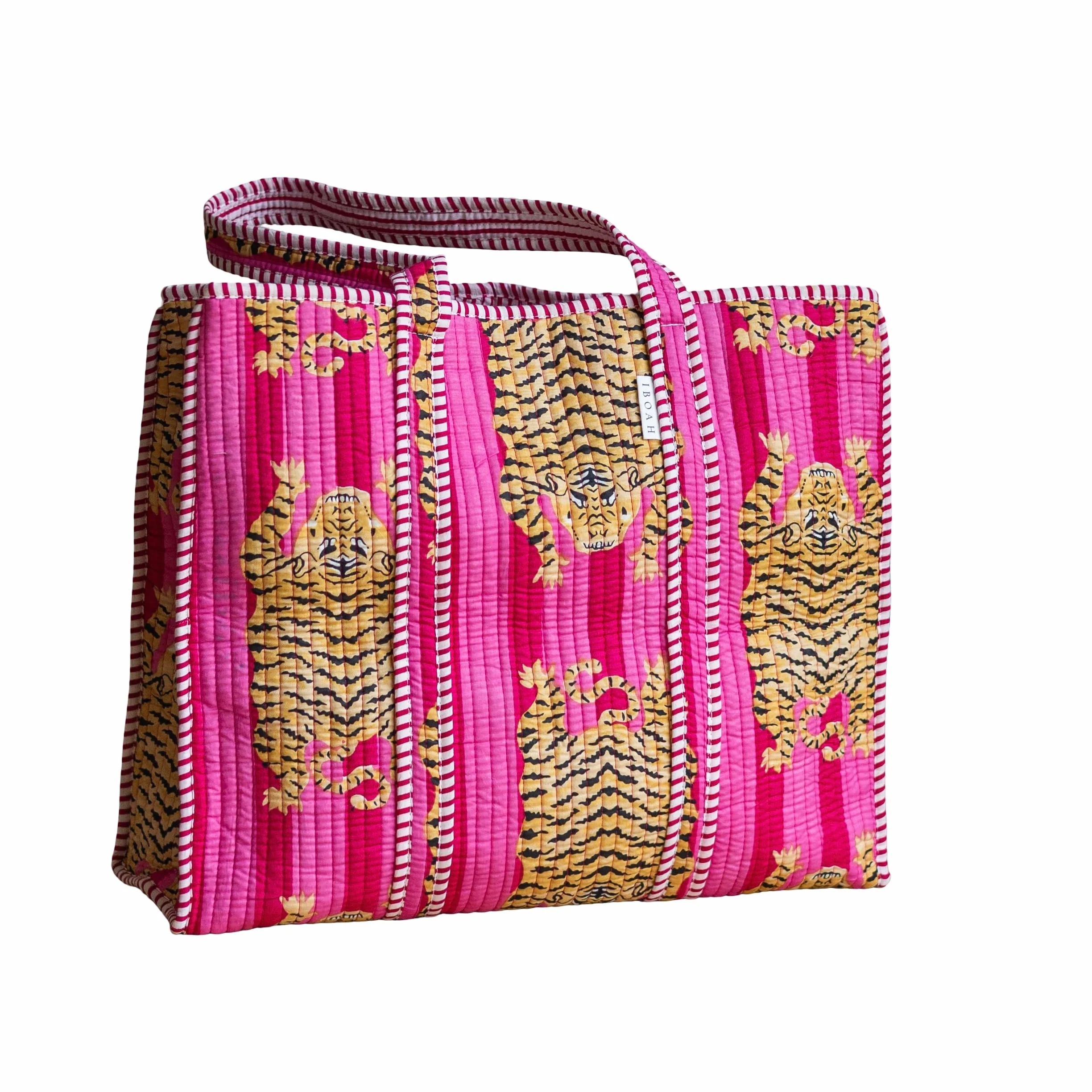 Borsa a mano grande imbottita in cotone con motivo a tigre – Tote Bag versatile per spiaggia, shopping, viaggi e uso quotidiano