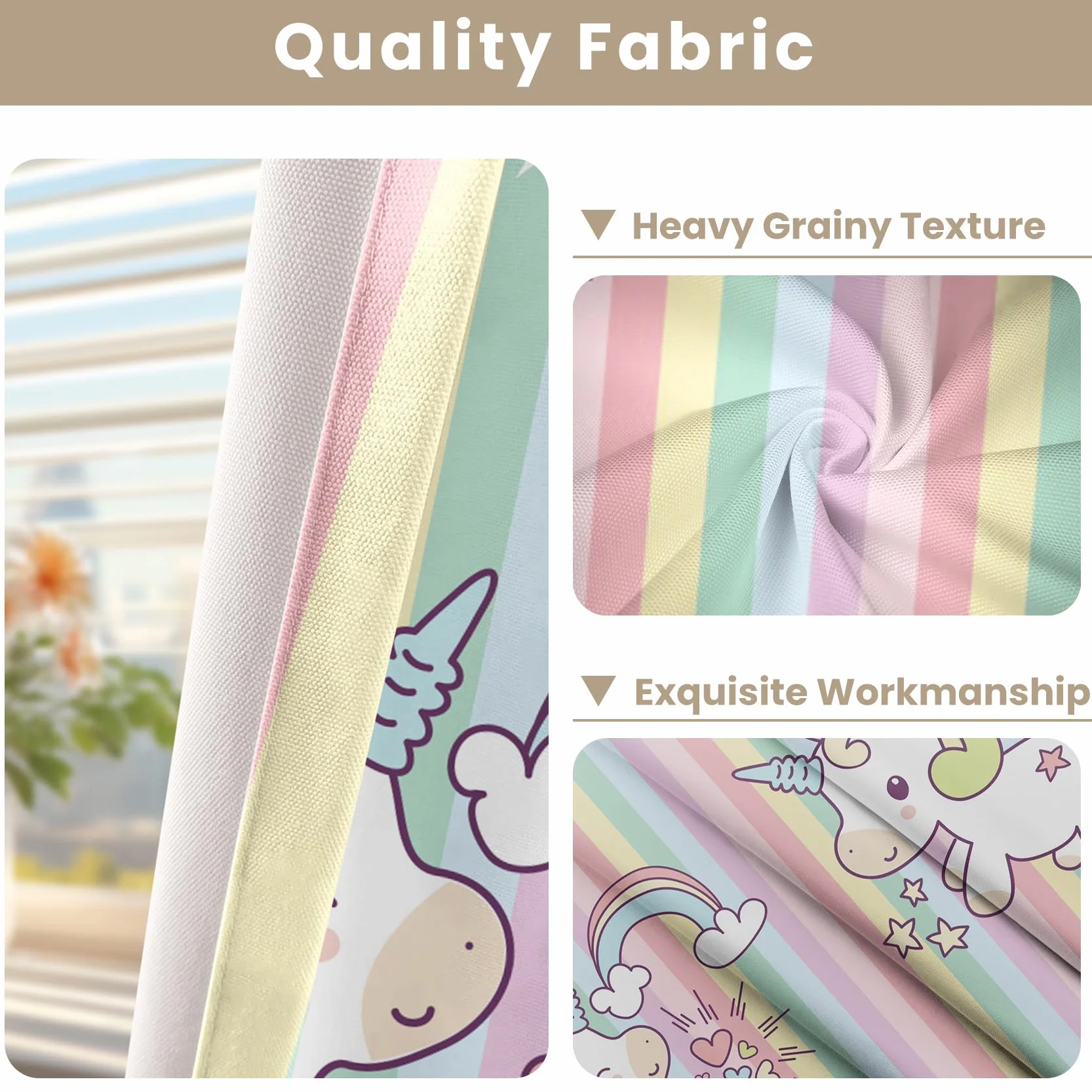 Tende Rosa 2 Pannelli 107x160cm Strisce Colorate Arcobaleno per Bambini Ragazze Cameretta