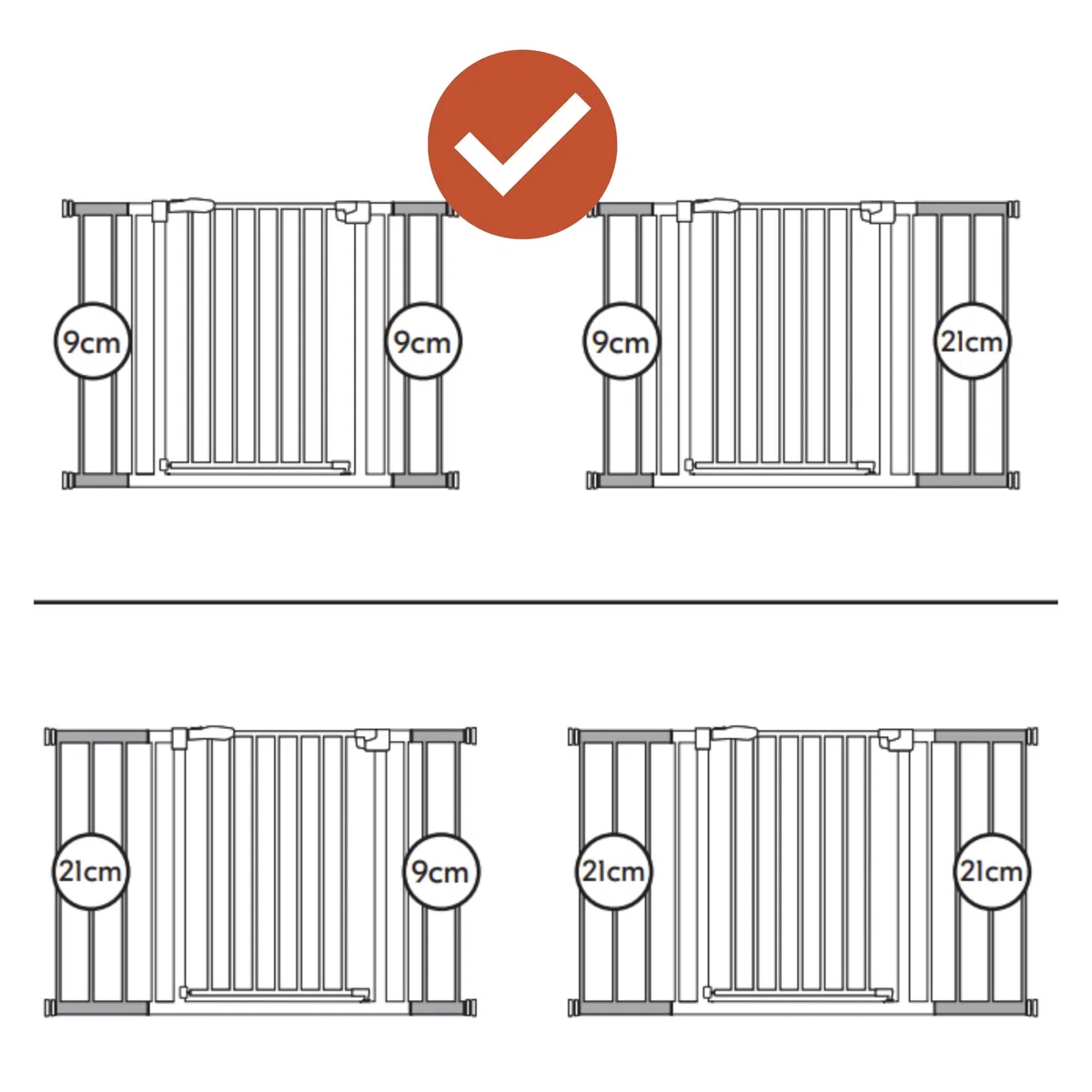 hauck Cancelletto di Sicurezza per Bambini Open N Stop KD incl. Estensione da 21cm - Cancelletto per Bambini da 96 a 101cm - Fissaggio a Pressione - Estensibile, per Porte e Scale - Metallo, Bianco