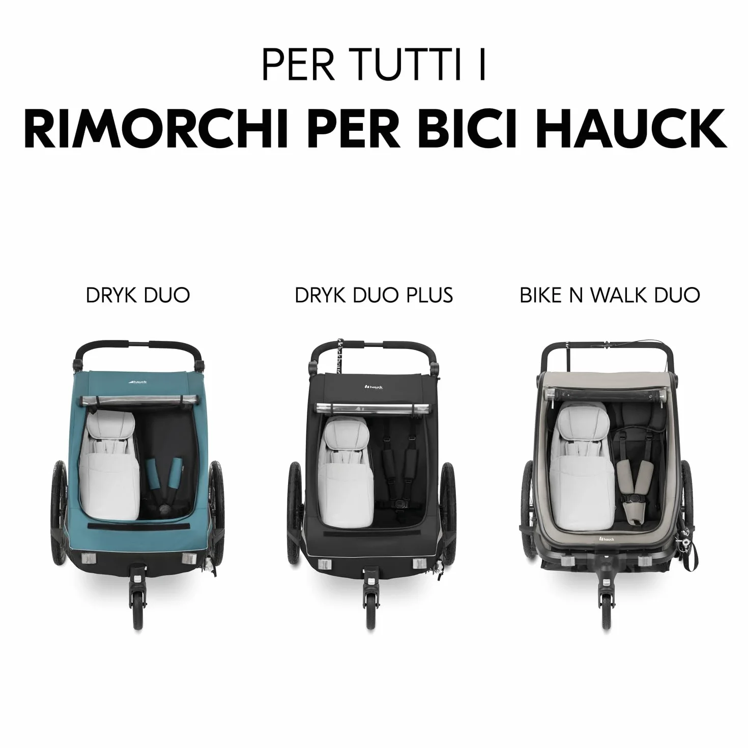 Hauck Baby Lounger 2 Grey Seggiolino Rimorchio Bici Dryk Duo Dryk Duo Plus Bike N Walk Duo 1-10 Mesi Max 75 cm 10 kg Cintura 5 Punti Poggiatesta Coprigambe