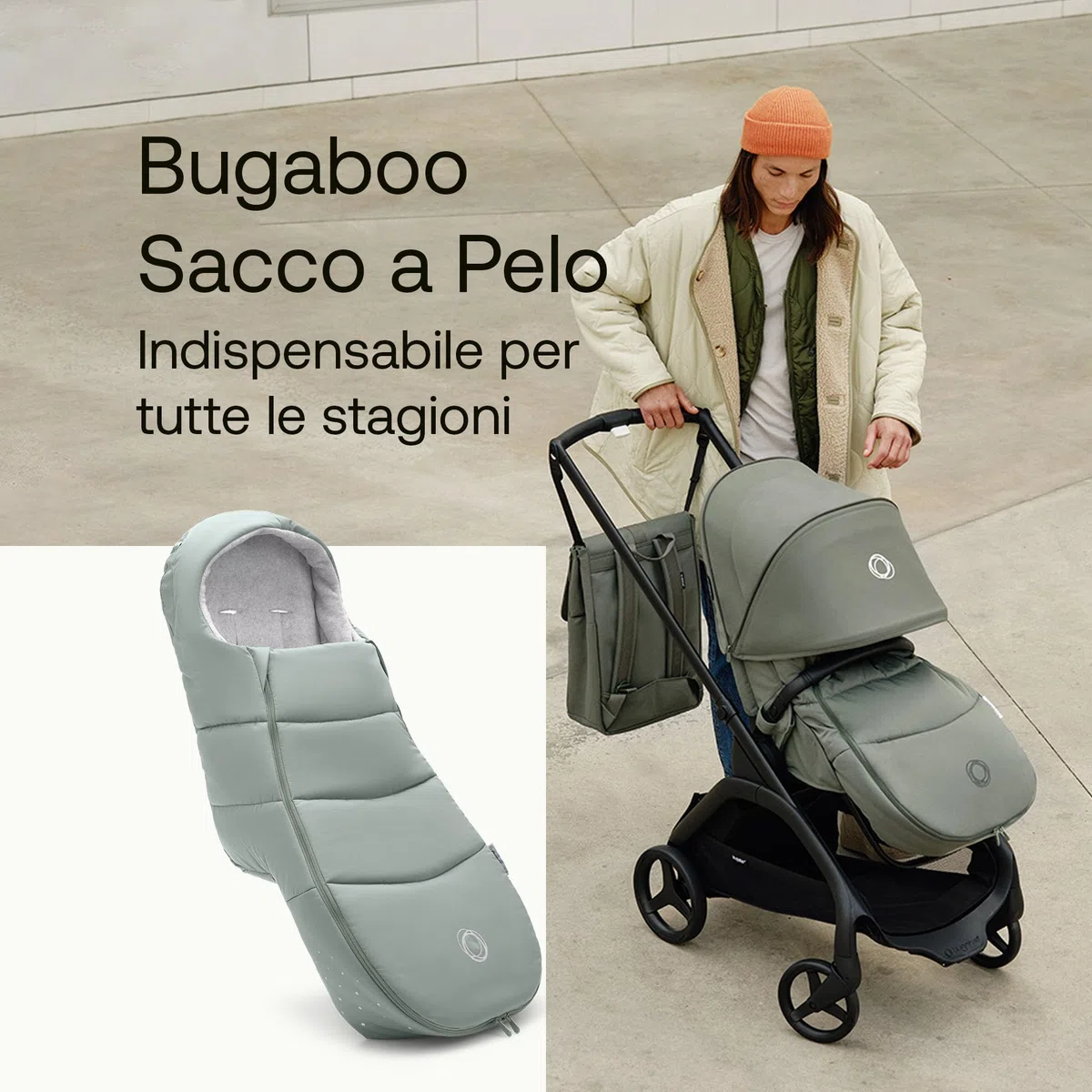 Bugaboo Sacco a Pelo, Accessorio Essenziale per il Passeggino, Per Tutte le Stagioni e Impermeabile, con Poggiapiedi, Caldo, Confortevole e Traspirante, in Pine Green