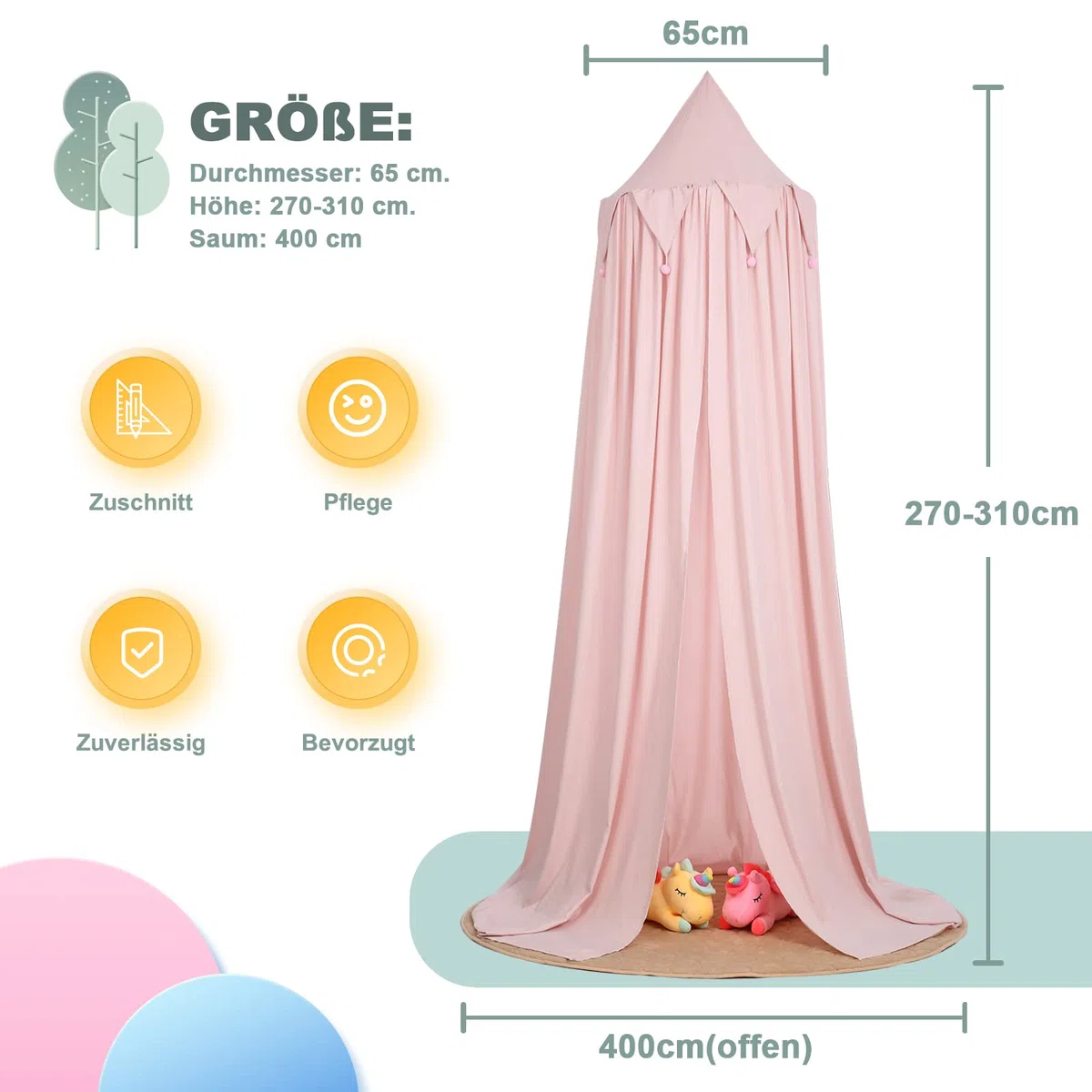Baldacchino per Letto | Baldacchino per Lettino | Idea Regalo per Piccole Principesse | Accessori per Spazio Relax, Progetti di Cameretta, Rifugio per Avventure, Una Tana (Rosa)