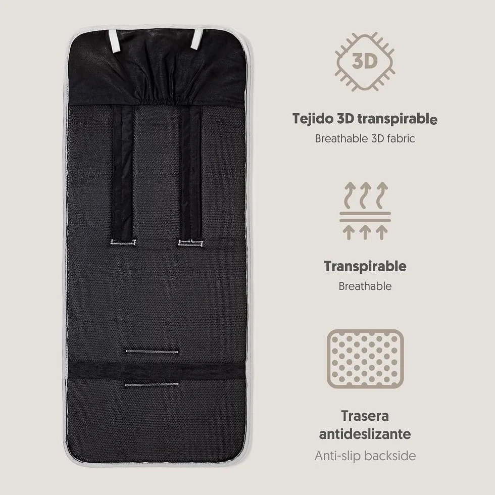 Materassino per passeggino universale Interbaby Safari Beige 100% cotone 84 x 34 cm traspirante