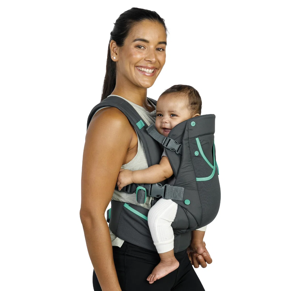 Infanitno Marsupio Carry On Active, Marsupio Ergonomico Multi-Tasche per Neonato e Toddler 3,6–18,1 kg con Spallacci Imbottiti, Spazio Portaoggetti su Cintura lombare, Essenziale Lista Nascita, Grigio