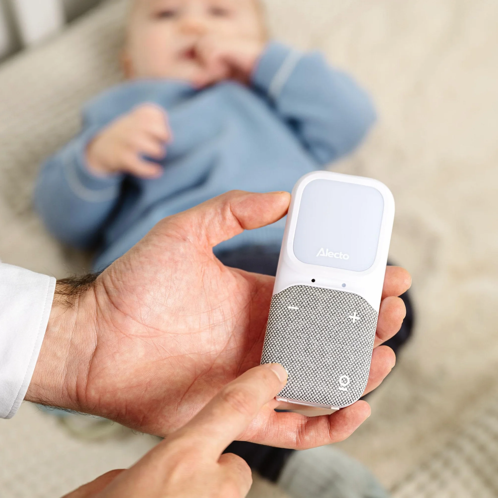 Alecto DBX140 Moderno baby monitor Full Eco Audio DECT display luce notturna Bianco Grigio