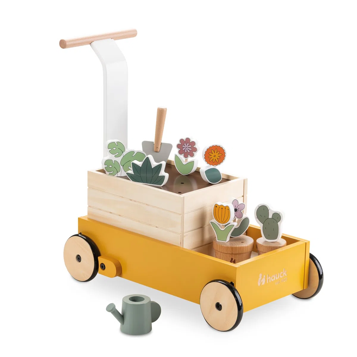 hauck Learn to Walk, Piante - Carrello Primi Passi Bambino dai 12 Mesi - Camminatore Interattivo con Gioco Giardinaggio - Sistema Frenante Regolabile, Favorisce Motricità Fine