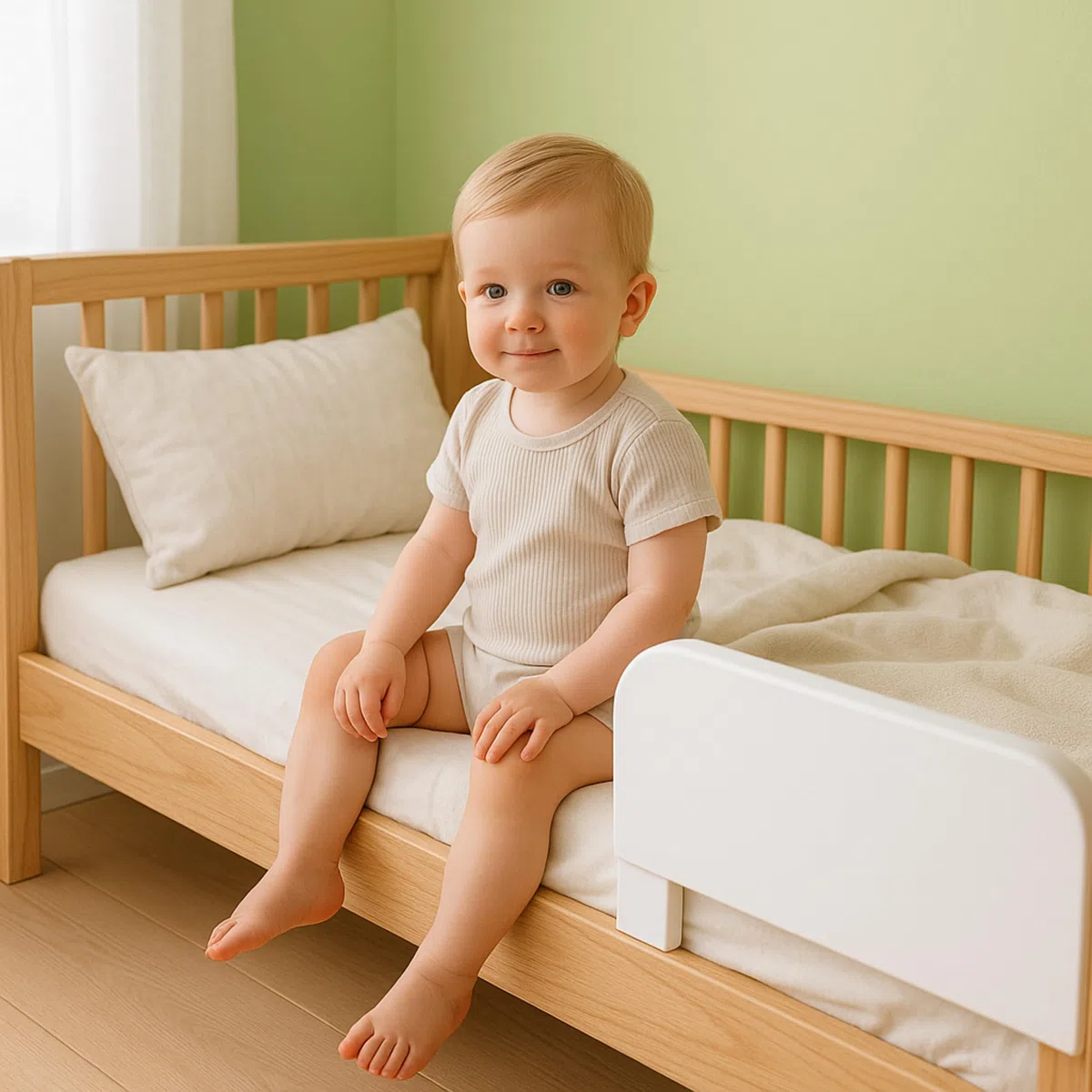 Sponda Letto Bambini 60x20 cm – Bianco – Protezione Anticaduta Stabile Senza Forature – Sponda Letto in Laminato – Facile da Montare sotto Il Materasso