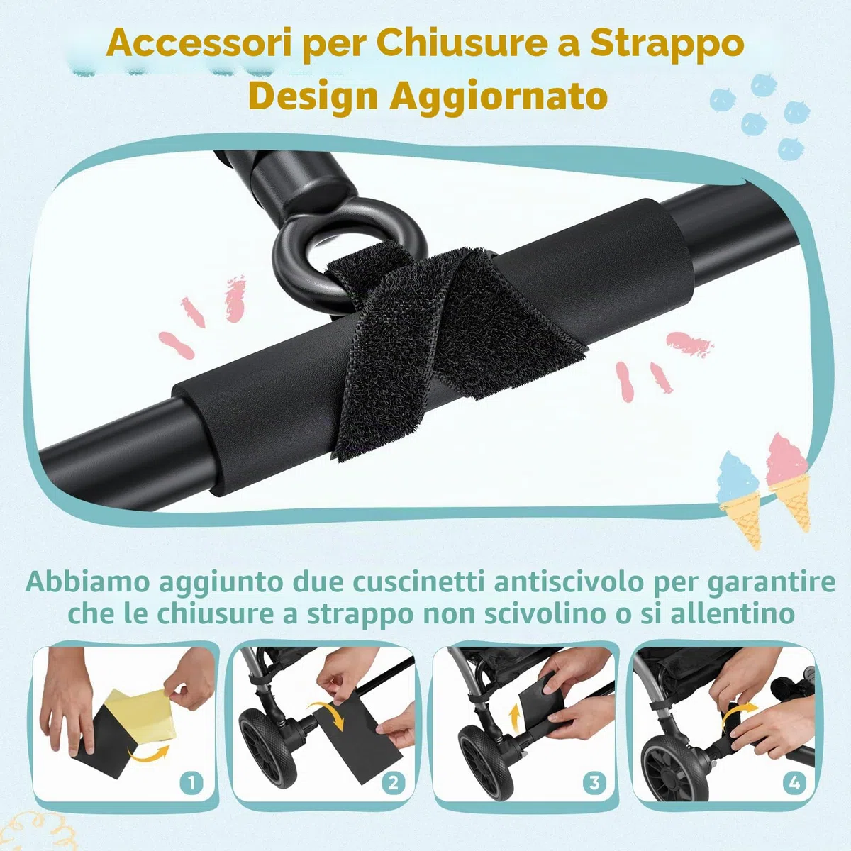 Pedana Passeggino Universale, Tavola per Bambini con Sedile più Ampio e Confortevole e Zone di Poggiapiedi più Ampie, Compatibile con il 99% Delle Carrozzine, Portata 25 kg