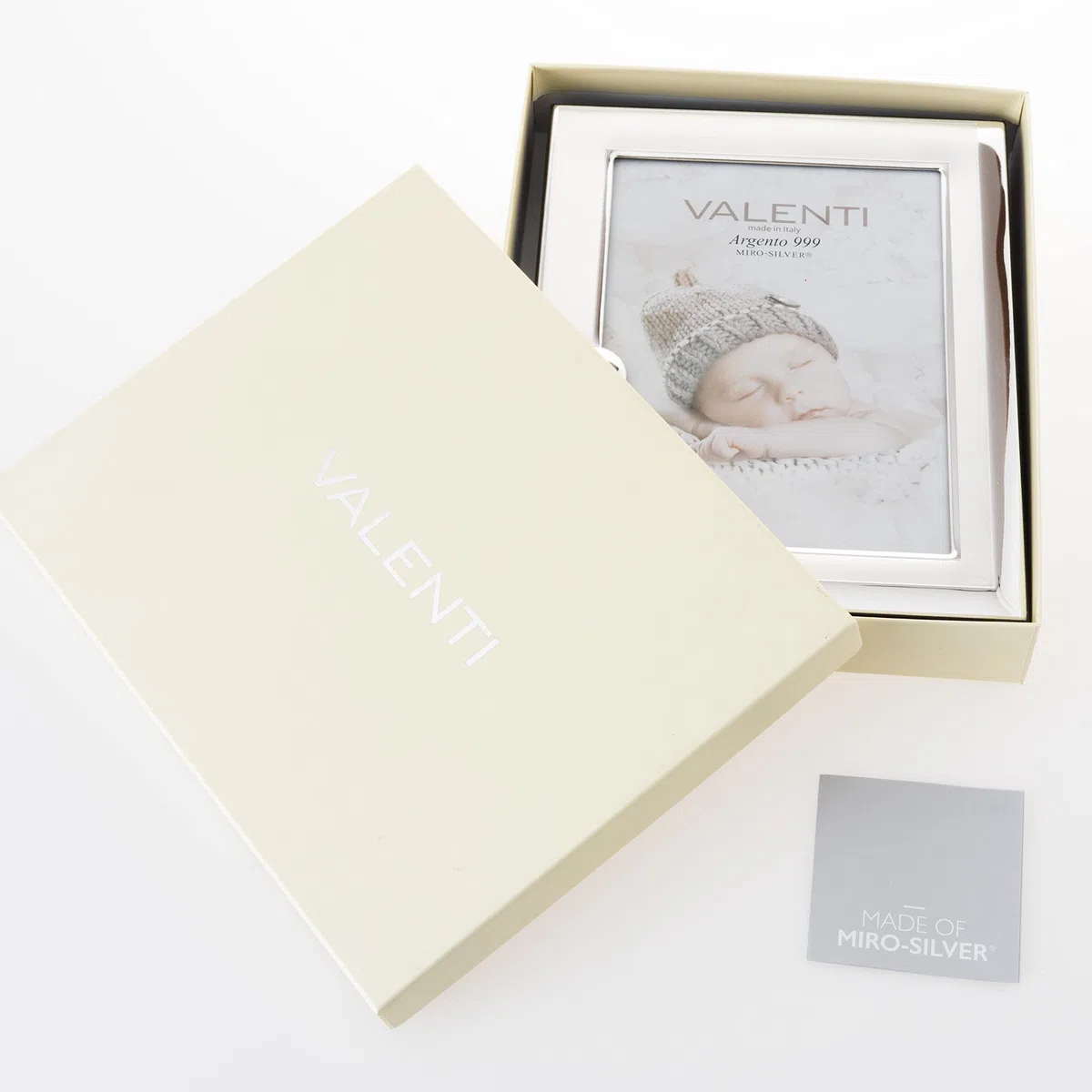Valenti&Co - Cornice Portafoto in Argento cm 13x18. Perfetta Come Idea Regalo per ricorrenza Come Battesimo di Un Bambino