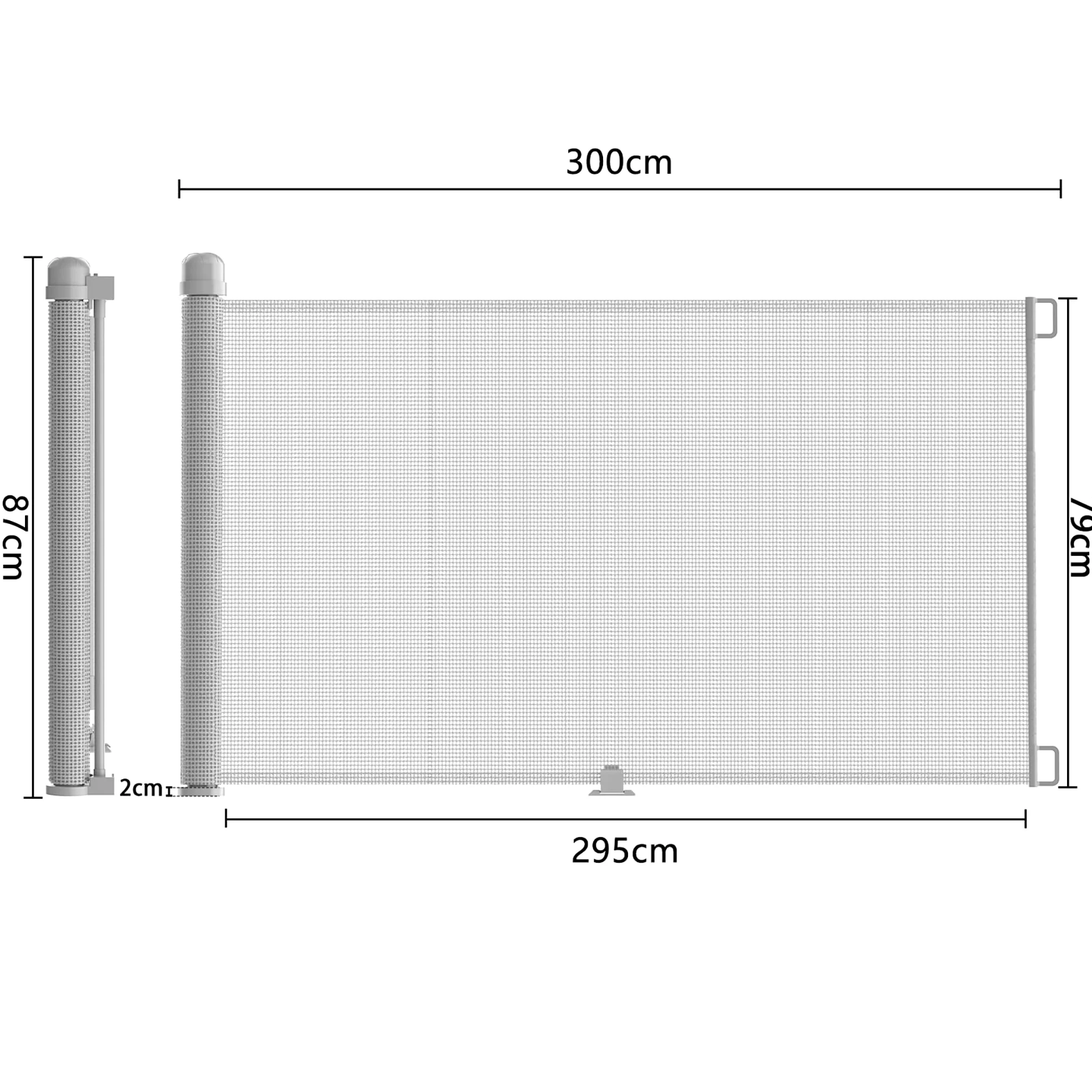 LARS360 Griglia di protezione allungabile 0-300 cm, tenda a rullo per scale e bambini, griglia retrattile, barriere per cani, divisorio di sicurezza