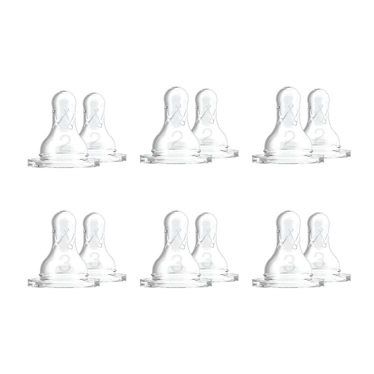 Dr. Brown's Natural Flow Livello 2 e Livello 3 Narrow Baby Bottle Silicone Capezzoli, Flusso Medio Veloce, 6m+, 100% Silicone Bottiglia Capezzoli, Confezione da 6