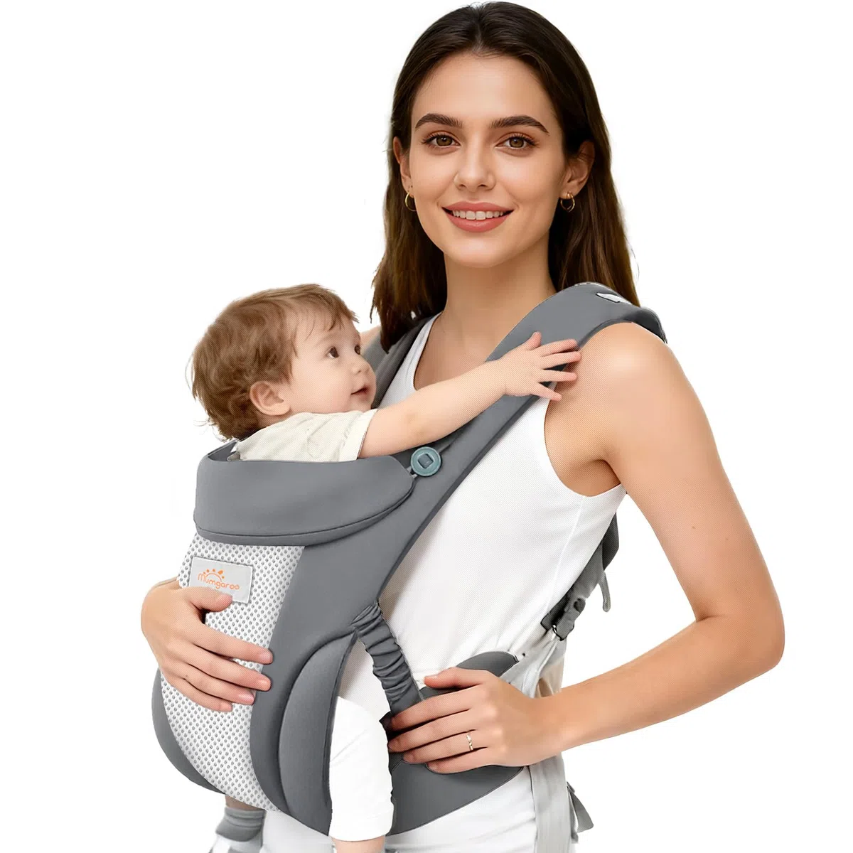 Marsupio Neonato Ergonomico, 4 in 1 Marsupio per Tutte le Posizioni, Supporto per il Collo Pieghevole, Morbido e Traspirante, Spallacci Regolabili, Aperture delle Gambe Ispessite, 3–15 kg