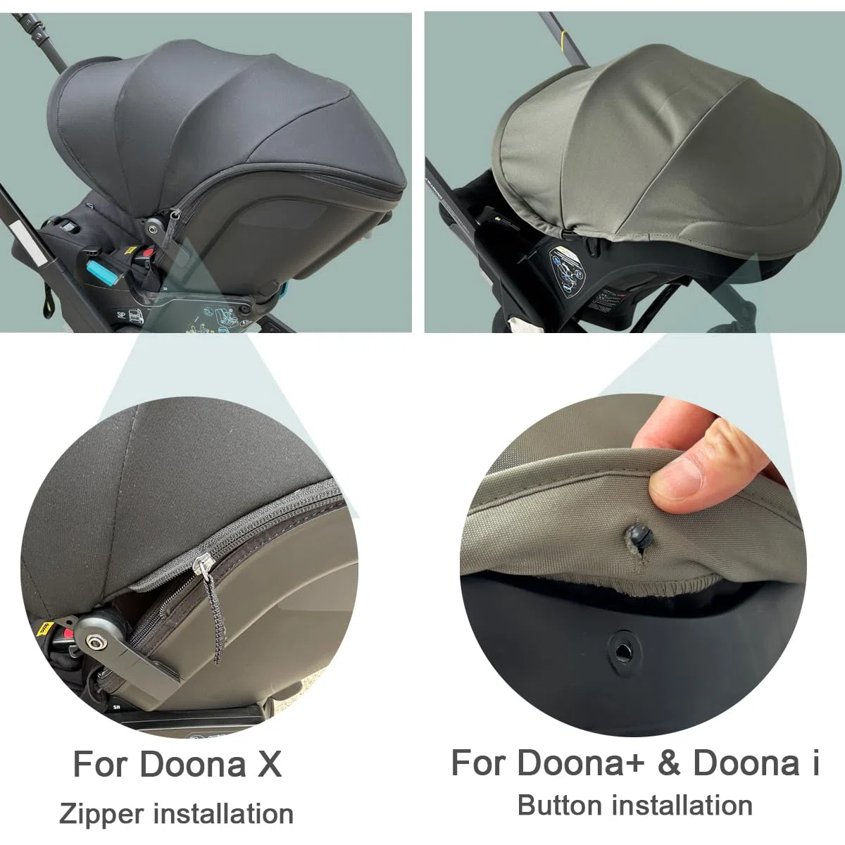 Tettuccio di ricambio per passeggino Doona X/Doona+/Doona i, parasole estensibile a 4 segmenti, lavabile in lavatrice, accessori per passeggino con spalline (verde oliva, per Doona+/i)