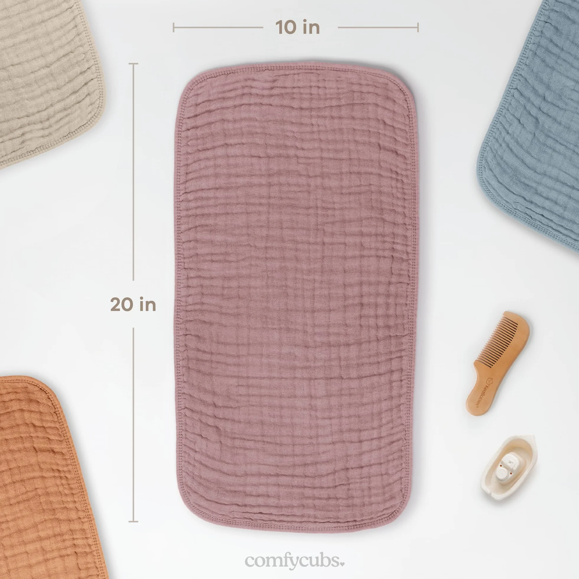 Comfy Cubs Panni per il ruttino 50,8 x 25,4 cm 10 sztuk 6 warstw 100% bawełna