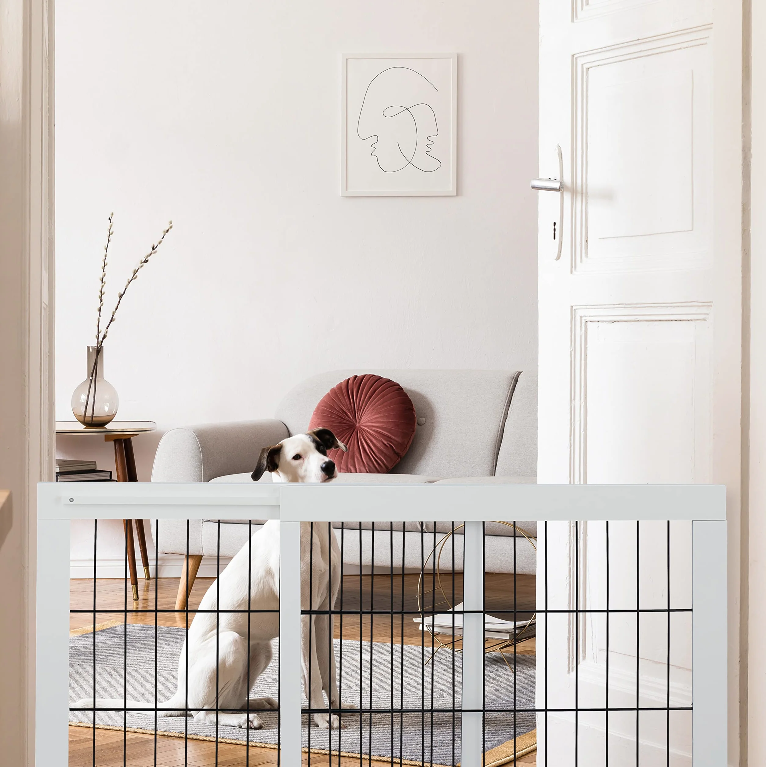 Relaxdays Cancelletto per Bambini, Barriera per Cani e Neonati, Recinzione Scale, Cancellino HxL: 56x70-115 cm, Bianco