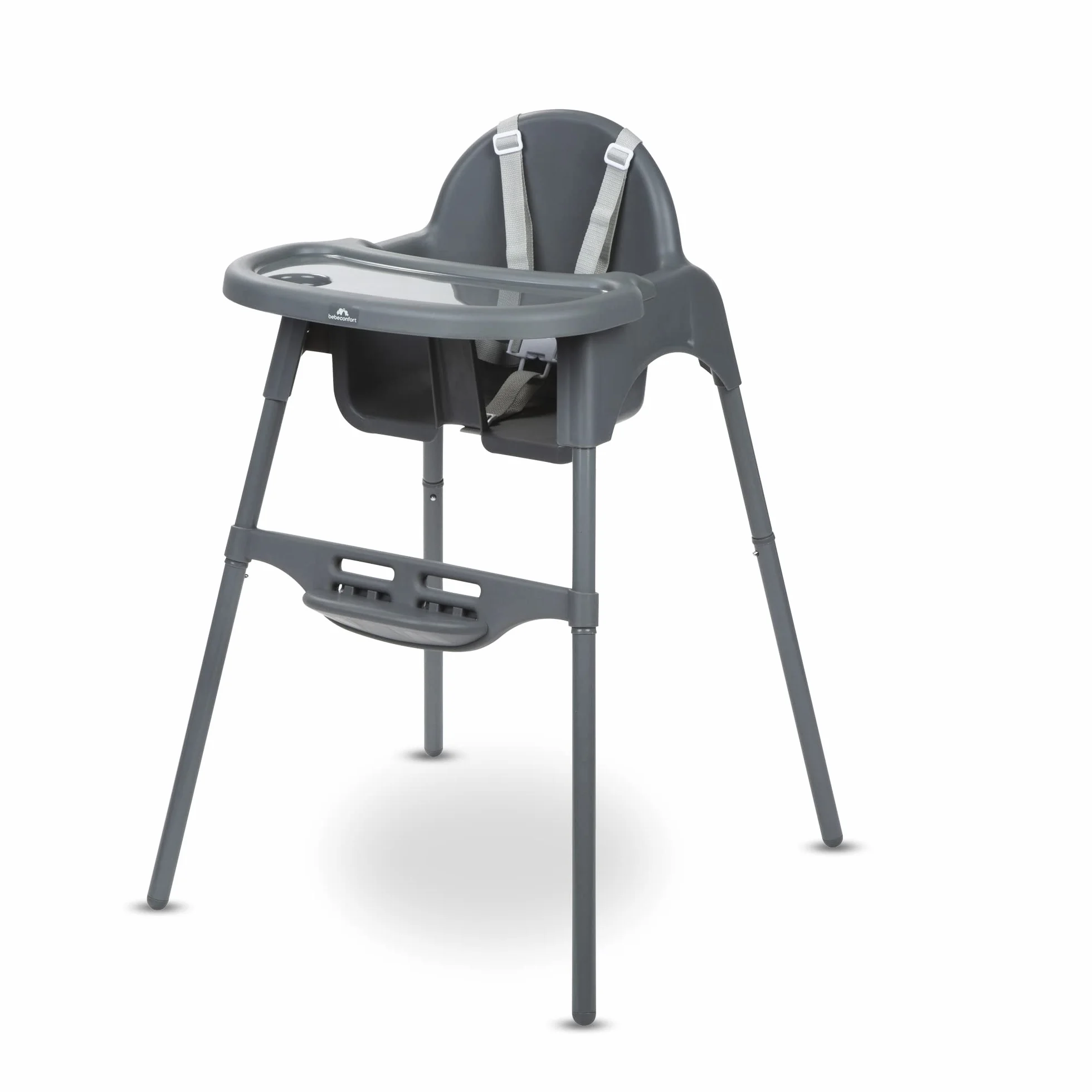 Bebeconfort Meely Seggiolone Pappa Portatile 2 in 1 Convertibile in Sedia Bambini, Seggiolone Evolutivo 6 Mesi-3 Anni, Leggero 3,3 kg, Cintura a 5 Punti, Dark Grey