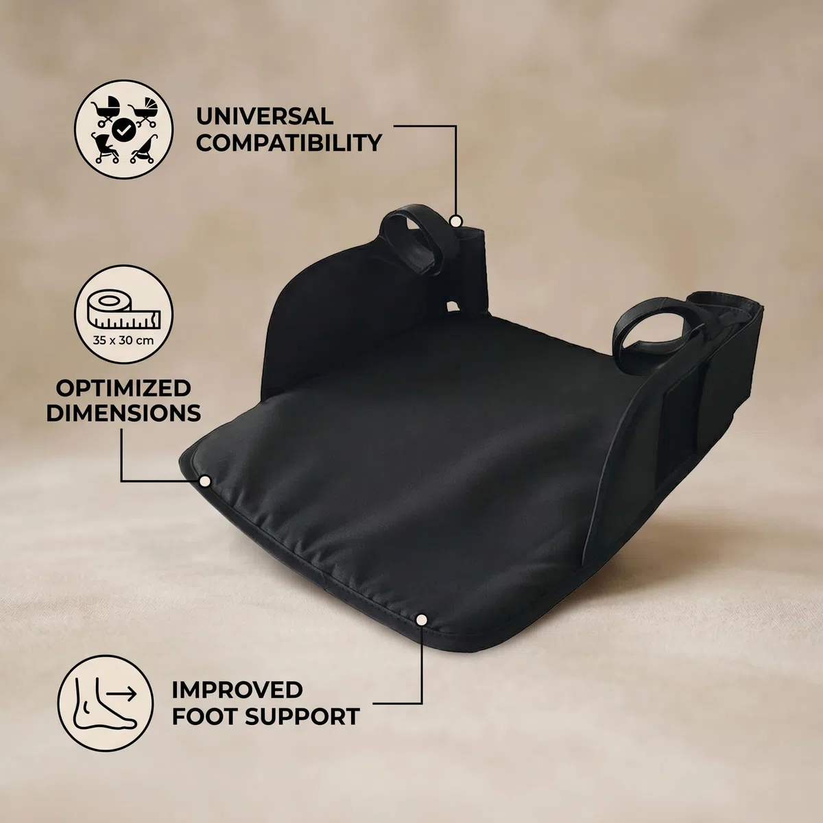 Poggiapiedi per Passeggino, Universale Poggiapiedi, Accessorio Supporto Piede in Plastica Nero, per Uso Giornaliero, per Viaggi Prolungati, per la Spesa