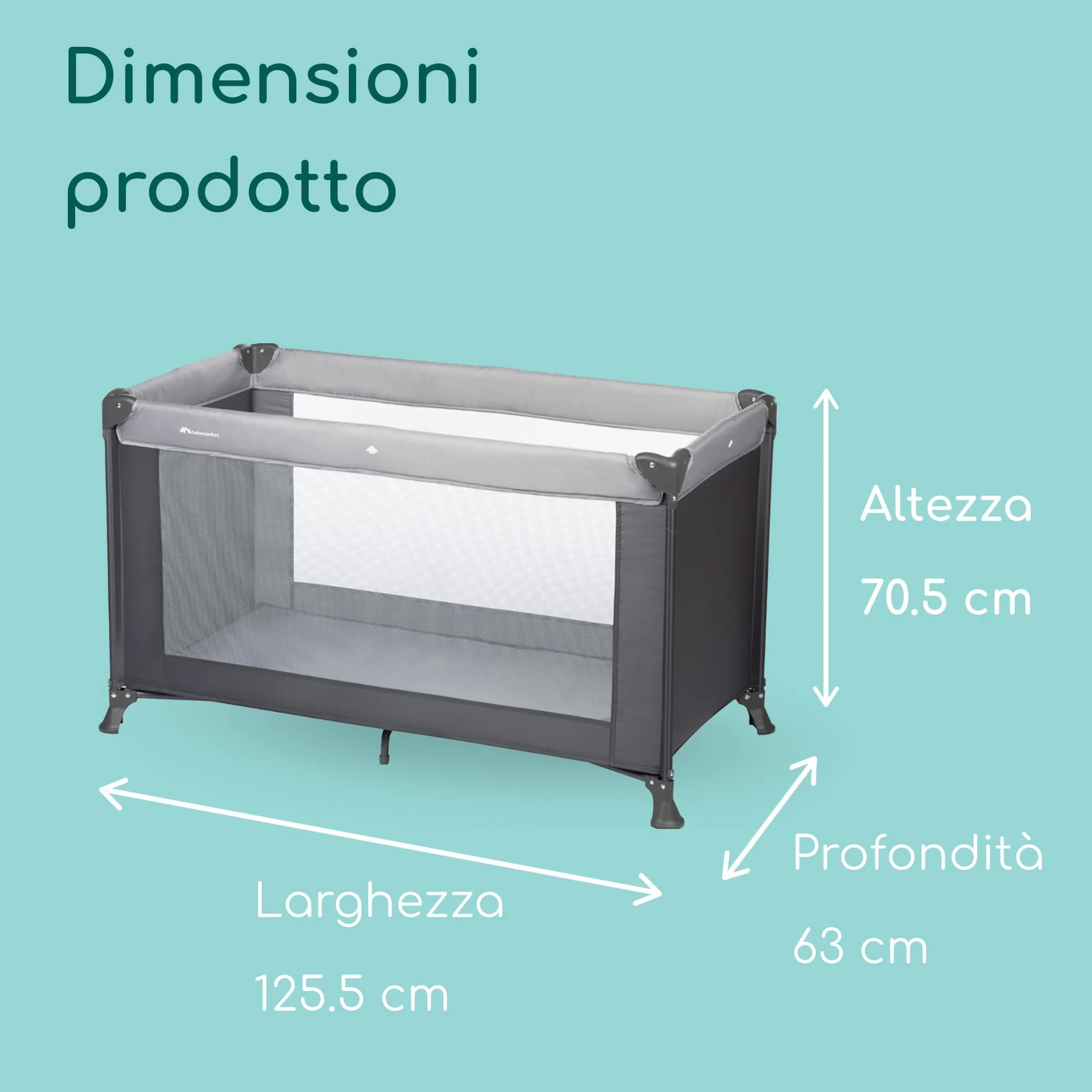 Bebeconfort Soft Dreams Lettino per bambini 0-3 Anni (0-15 kg) Culla da Campeggio 60x120 cm Pieghevole Tinted Graphite