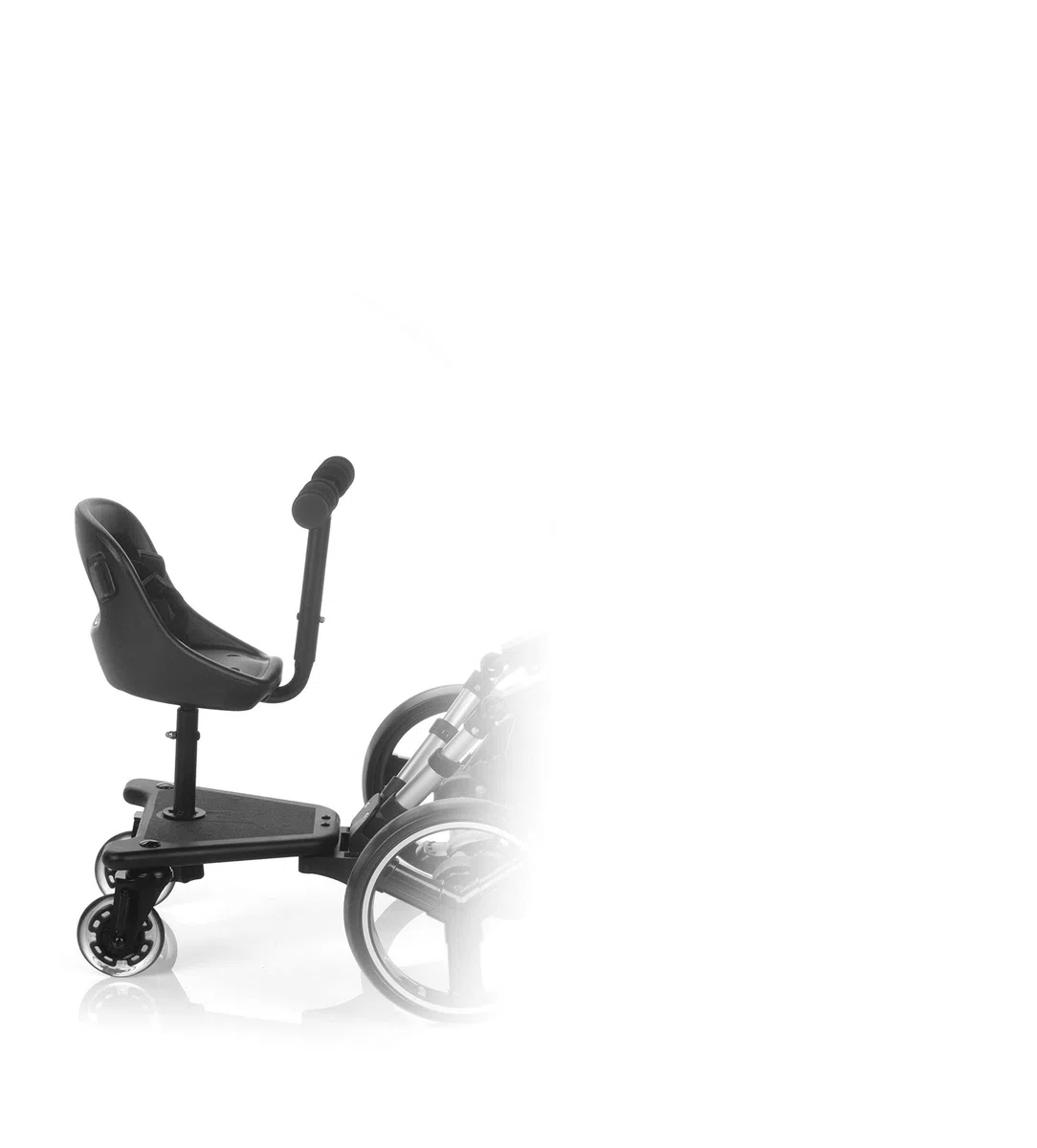 Be Cool Skate Seat Sedile per Pedana Passeggino, Compatibile con Pedana Skate Be Cool, con Imbracatura e Maniglione, Secondo Bambino fino a 15 kg, Nero