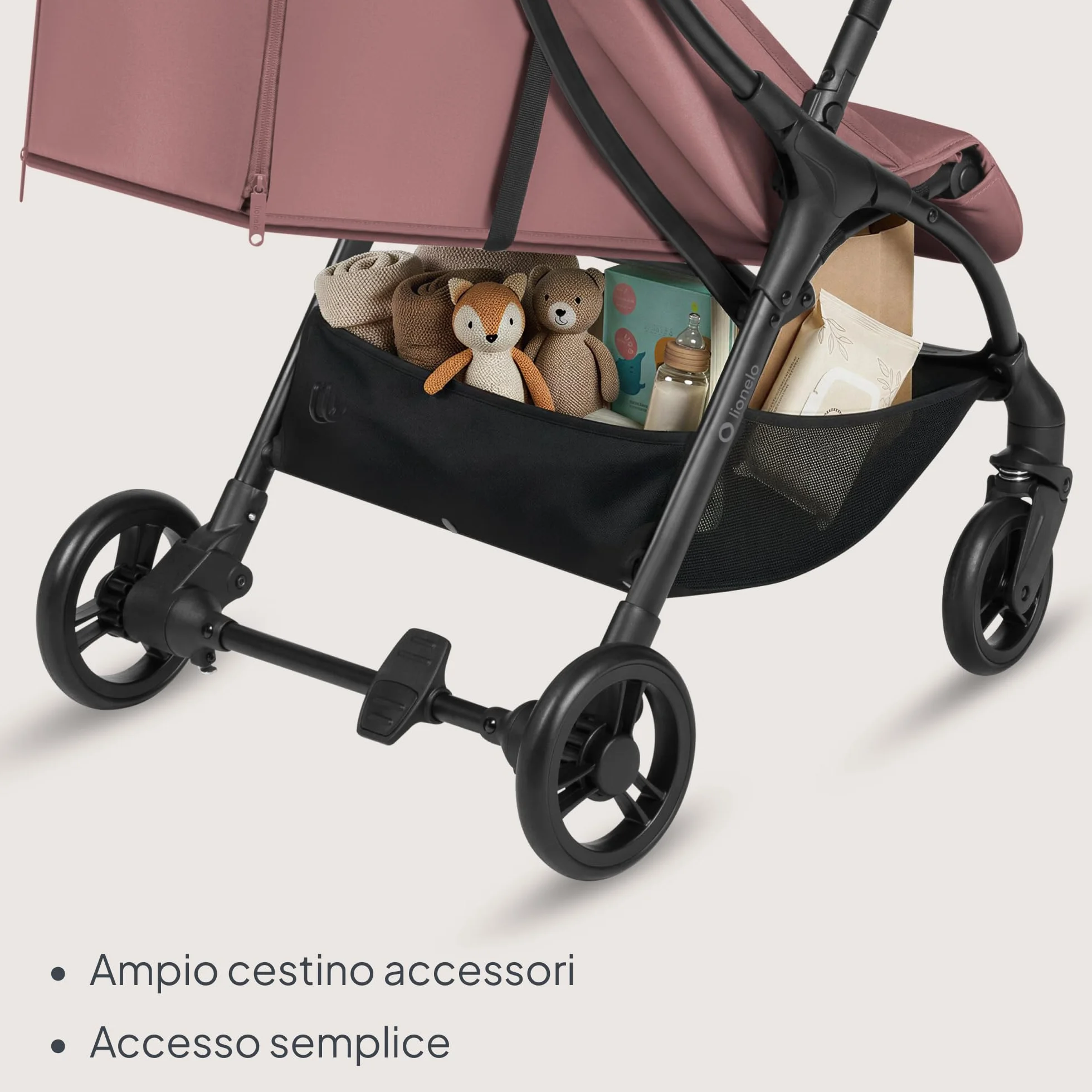 Lionelo AGIA Passeggino Compatto Leggero 22 kg Pieghevole una Mano Posizione Distesa Seduta Ampia