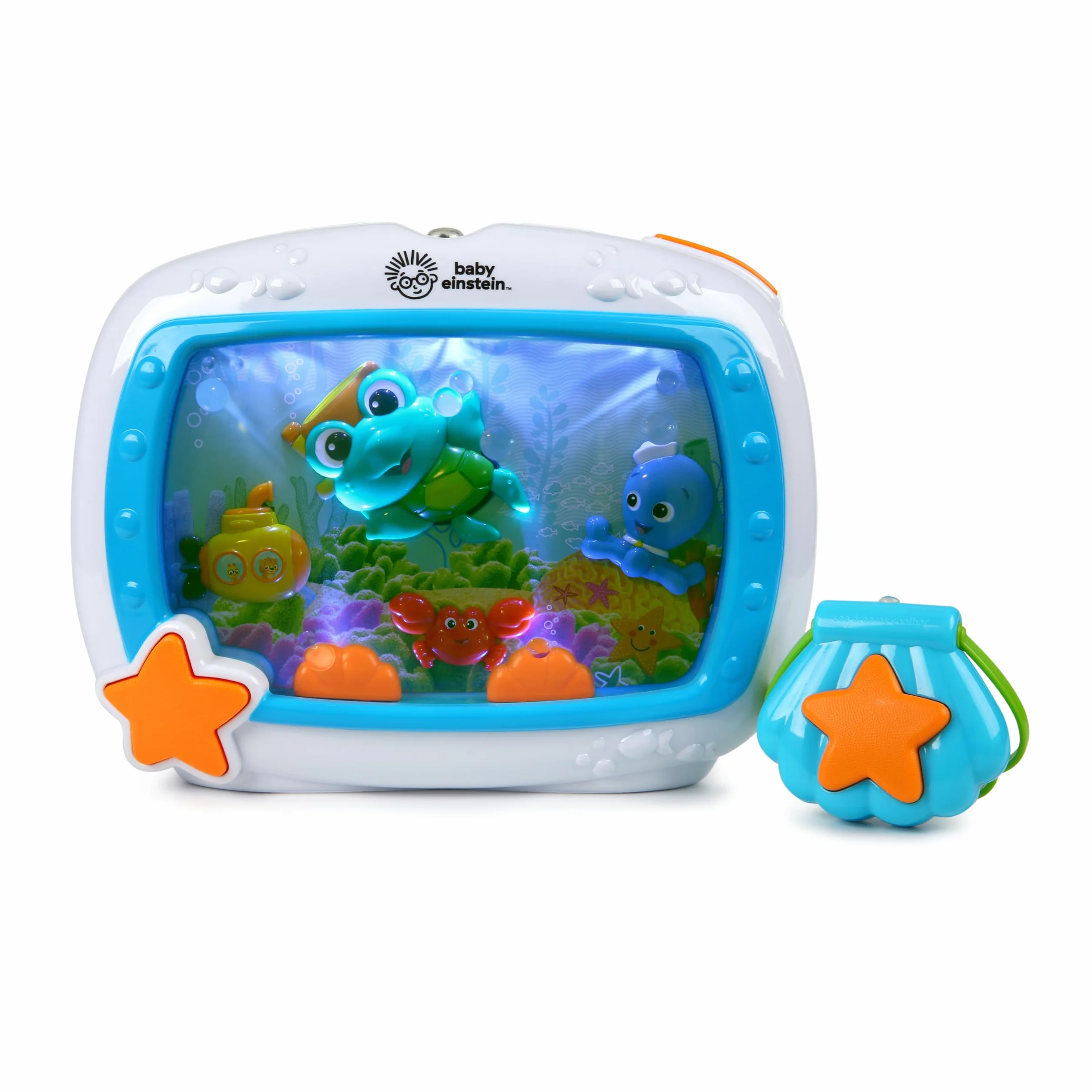 Baby Einstein Sea Dreams Soother – Rumori Bianchi per Neonato con Luci e Suoni Marini, Acquario Bebè Giocattolo da Culla con Controllo Remoto e Luce Notturna Rilassante, 0+ Mesi