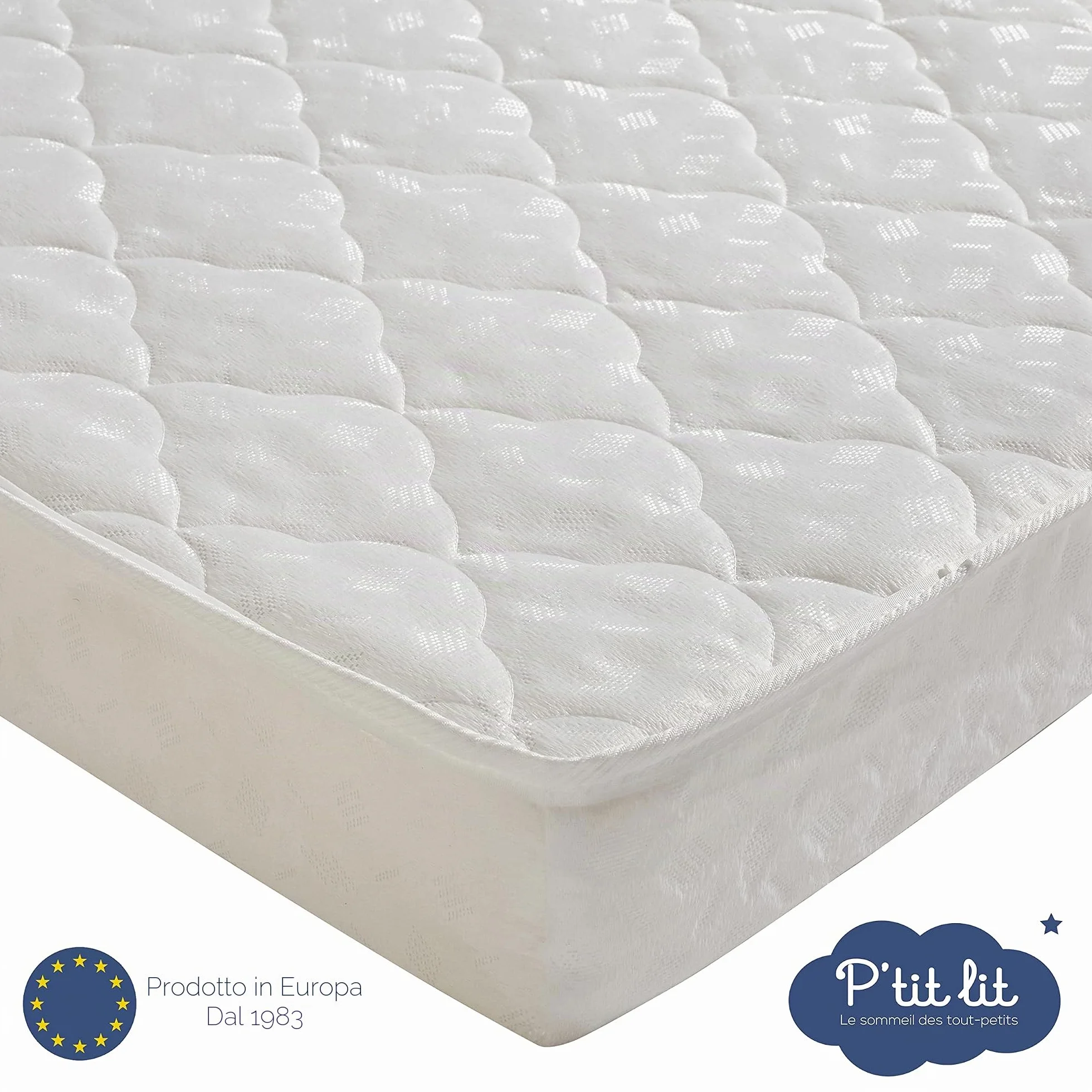 P'tit Lit - Materasso bambino Indispensabile - 60x120 cm - Climatizzato: 1 lato estivo/ 1 lato invernale - Oeko Tex® - Fabbricazione europea