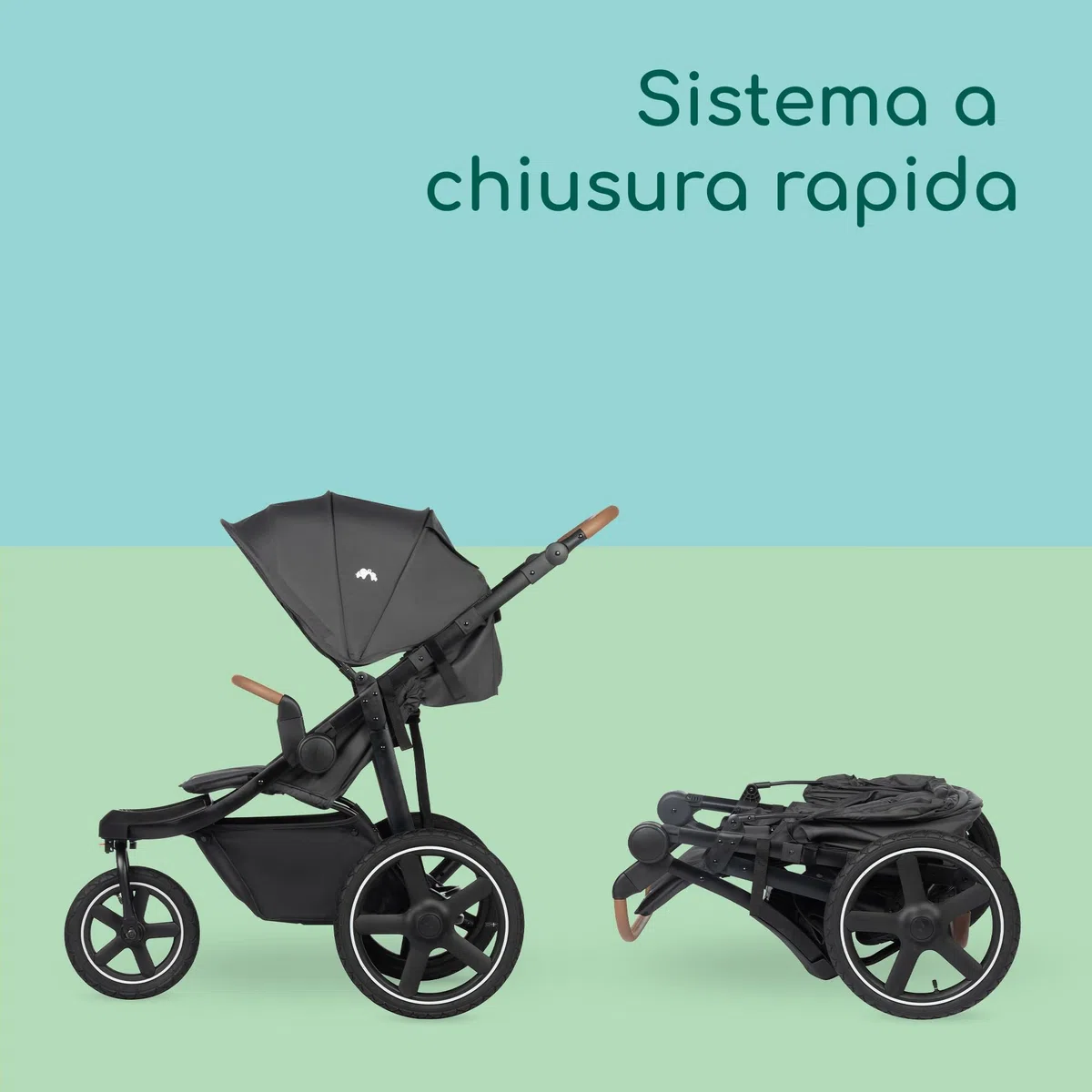 Bebeconfort Cloudy Passeggino Ruote Grandi, 0-4 anni (max.22kg), Reclinabile e Pieghevole, Chiusura Rapida, Corsa 3 Ruote Fuori Strada, Maniglione Regolabile, Mineral Graphite