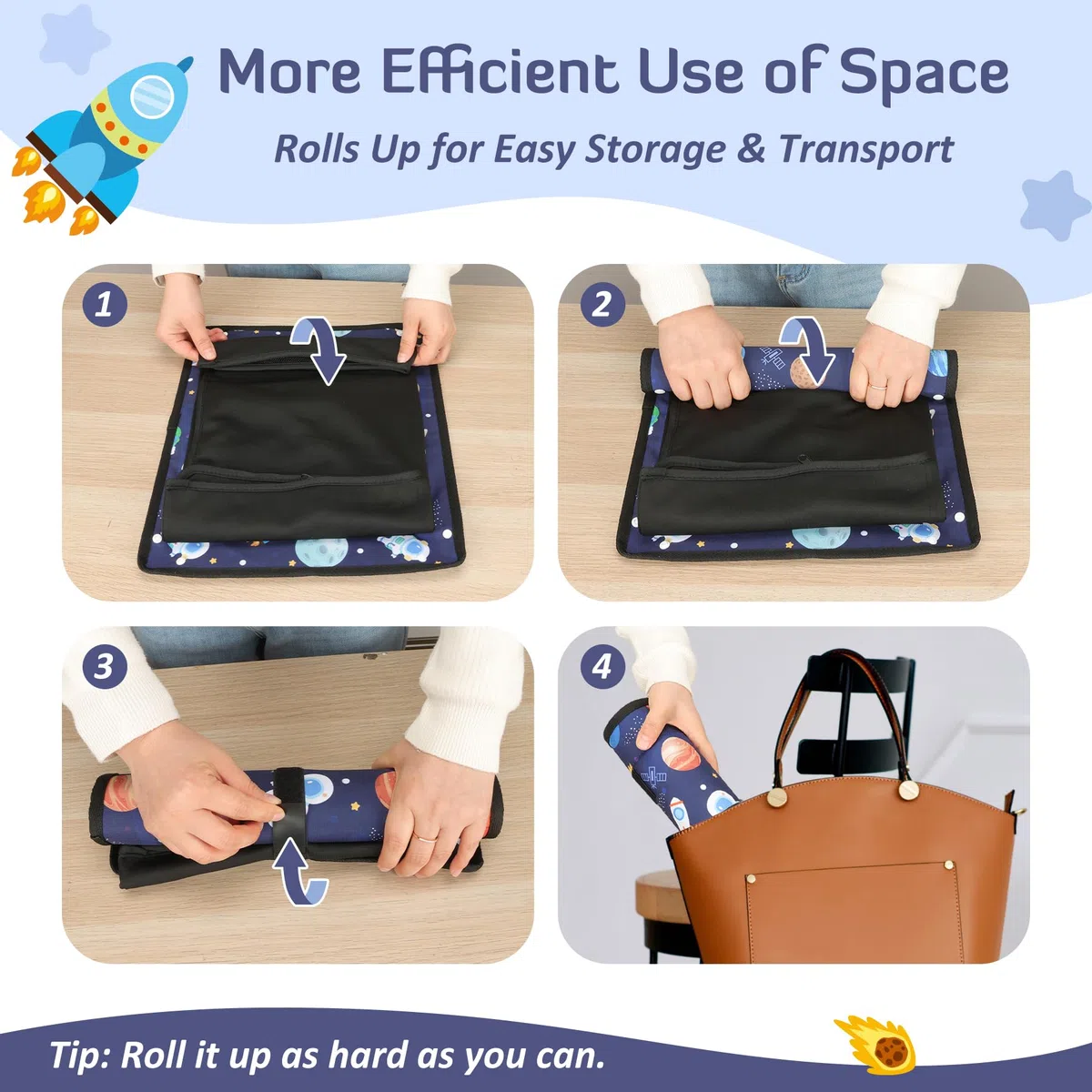 Babenest Vassoio da viaggio per bambini con supporto per tablet, elementi essenziali per aerei, vassoio da viaggio con tasche, indispensabile per viaggi in treno e forniture per volare (blu cielo