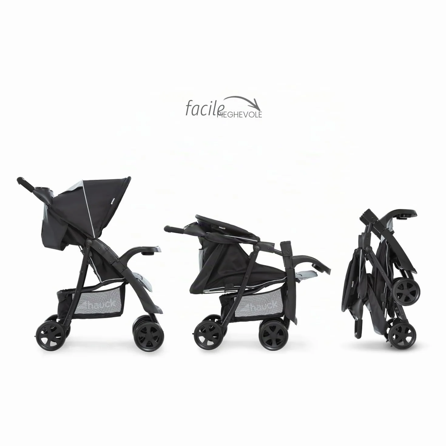 Hauk Passeggino Shopper Neo 2 Compatto dalla Nascita fino a 22 kg Pieghevole Nero, Argento